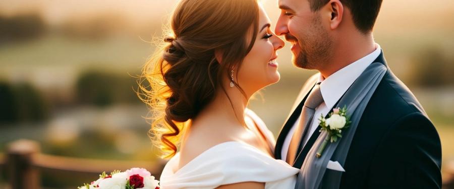Close Couple Portrait Close portrait of a wedding couple facing each other