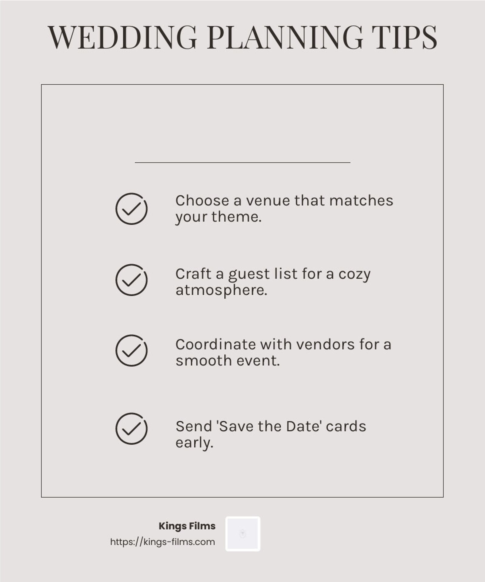 Wedding planning tips checklist graphic