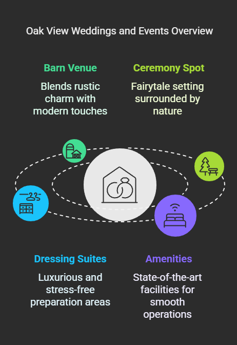 Venue Overview Infographic summarizing barn ceremony suites and amenities