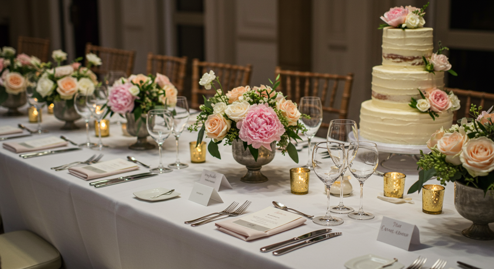 lora wedding venue table setup