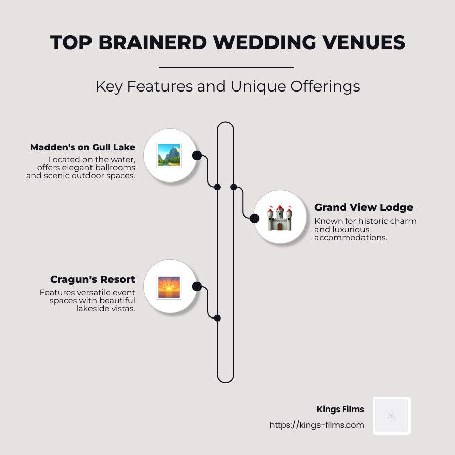 Three Venue Comparison Infographic comparing three wedding venues and key features