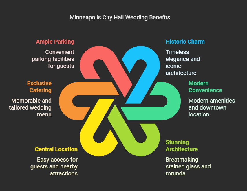 City Hall Benefits Infographic listing six city hall wedding benefits