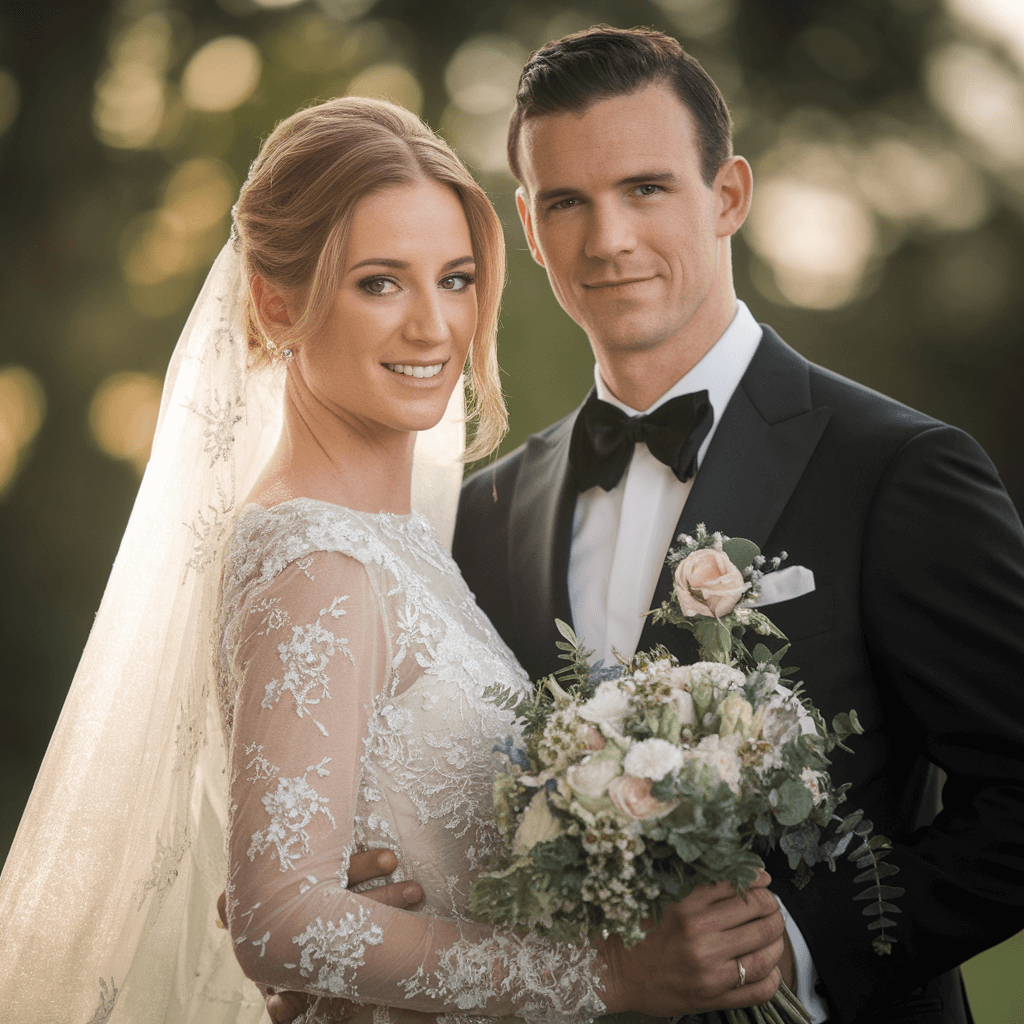 Formal Couple Portrait Formal wedding couple portrait with bouquet