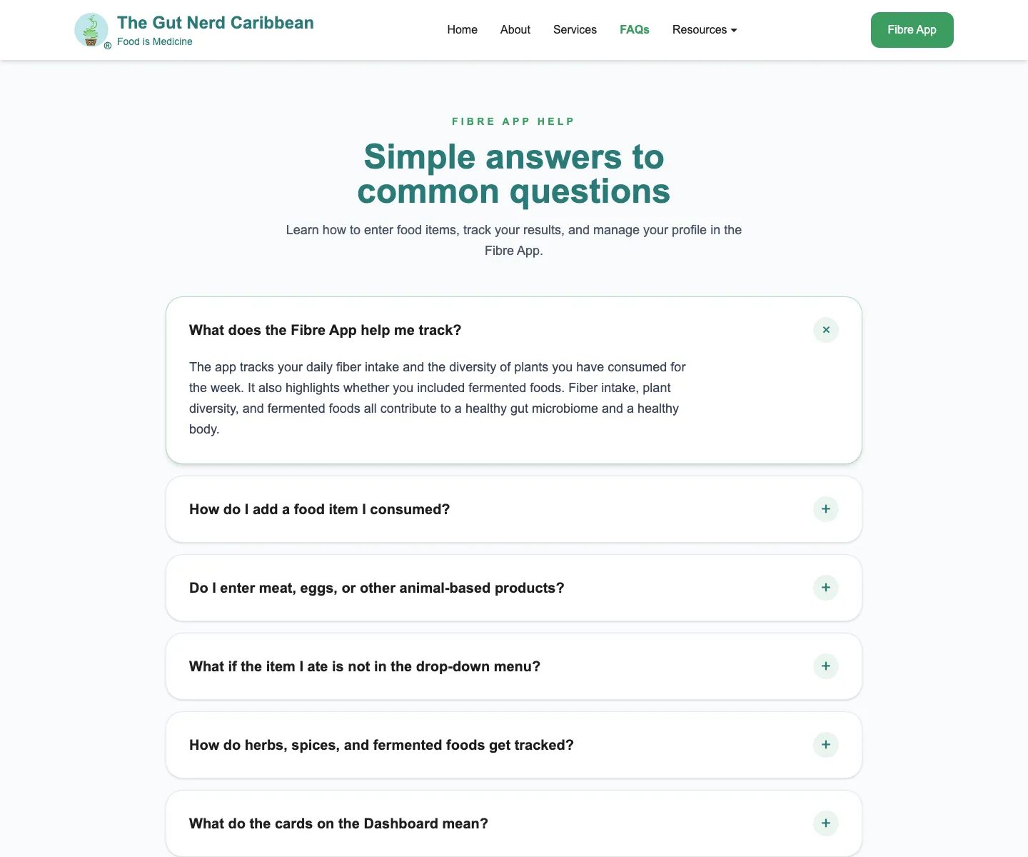 The redesigned Gut Nerd Caribbean frequently asked questions page