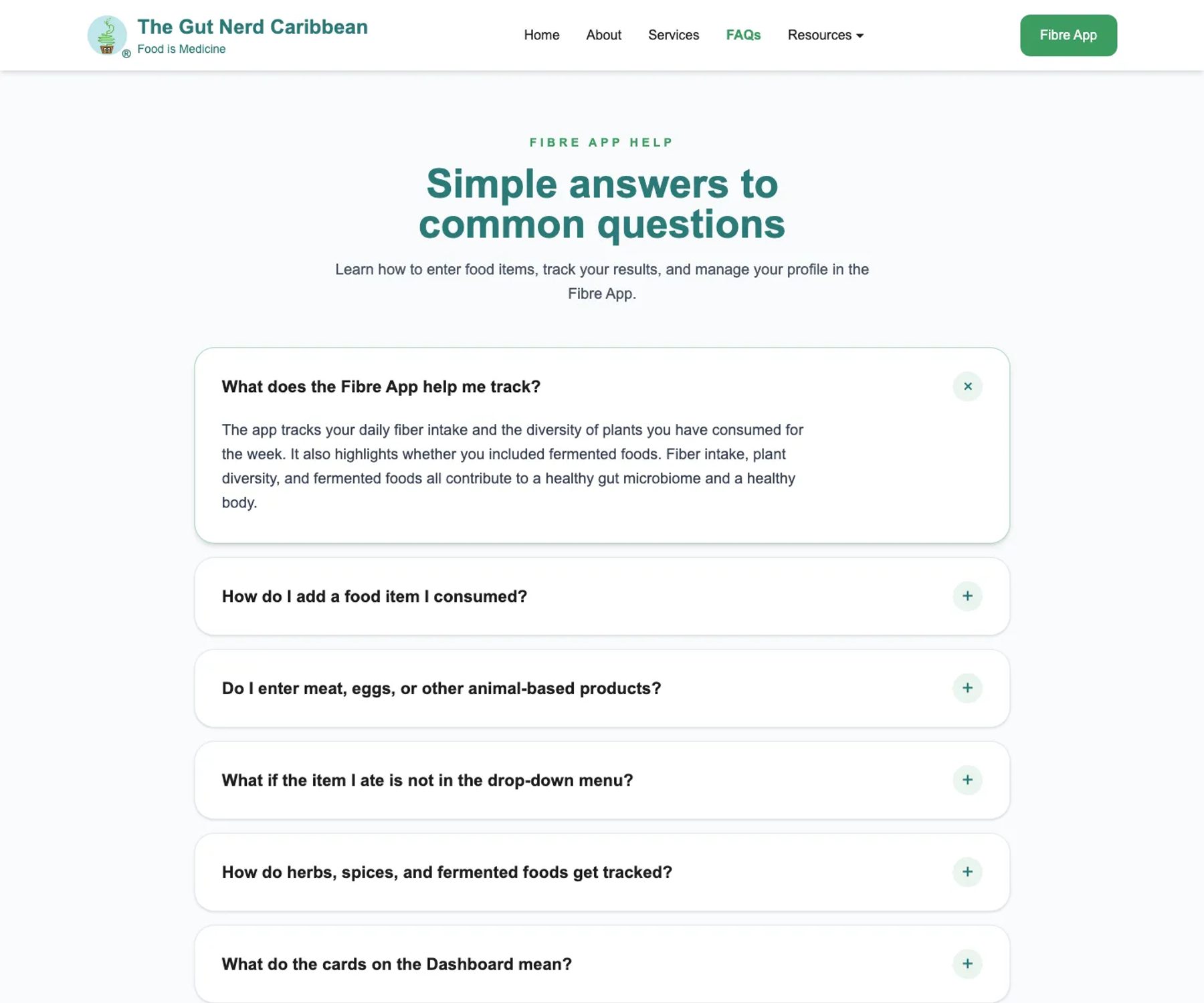 The redesigned Gut Nerd Caribbean frequently asked questions page