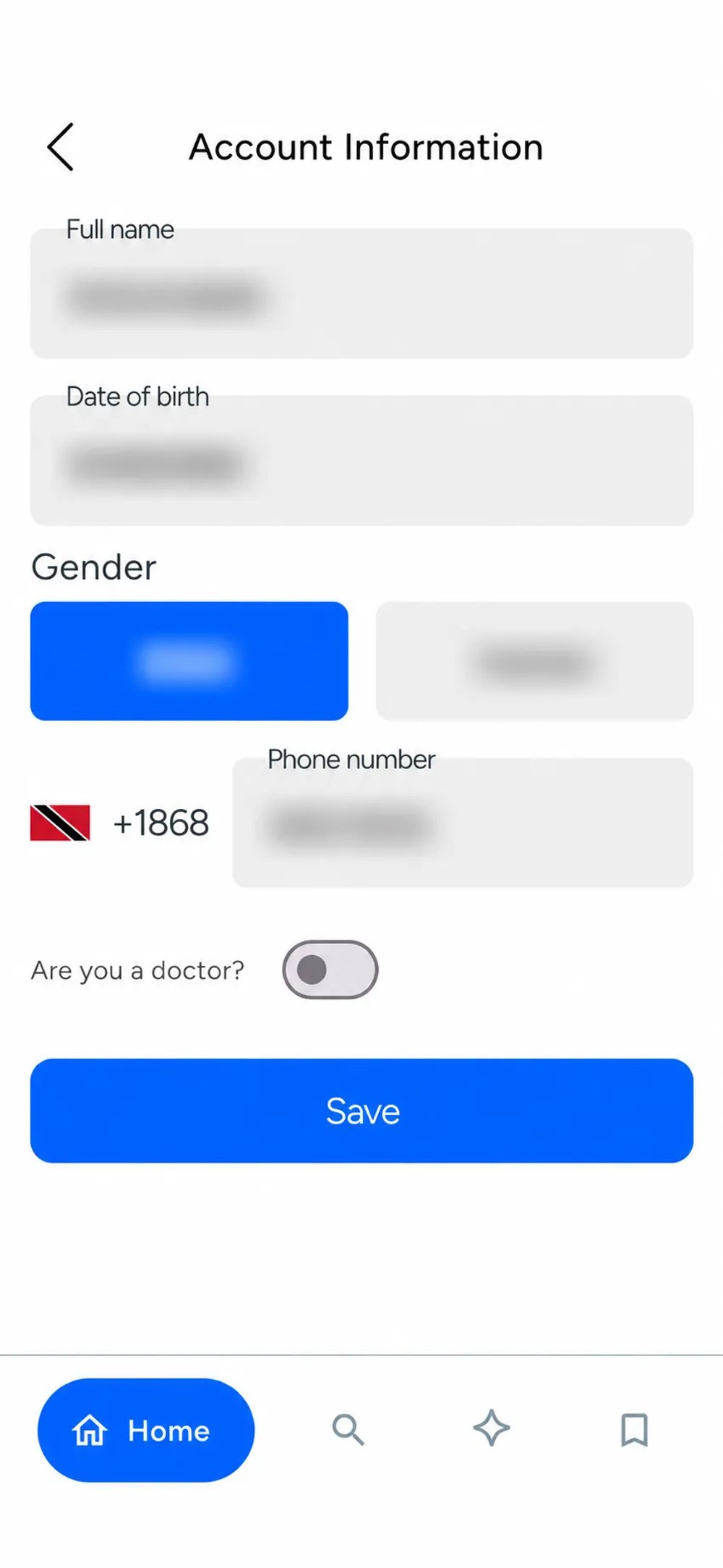 Simplified account information with private values removed