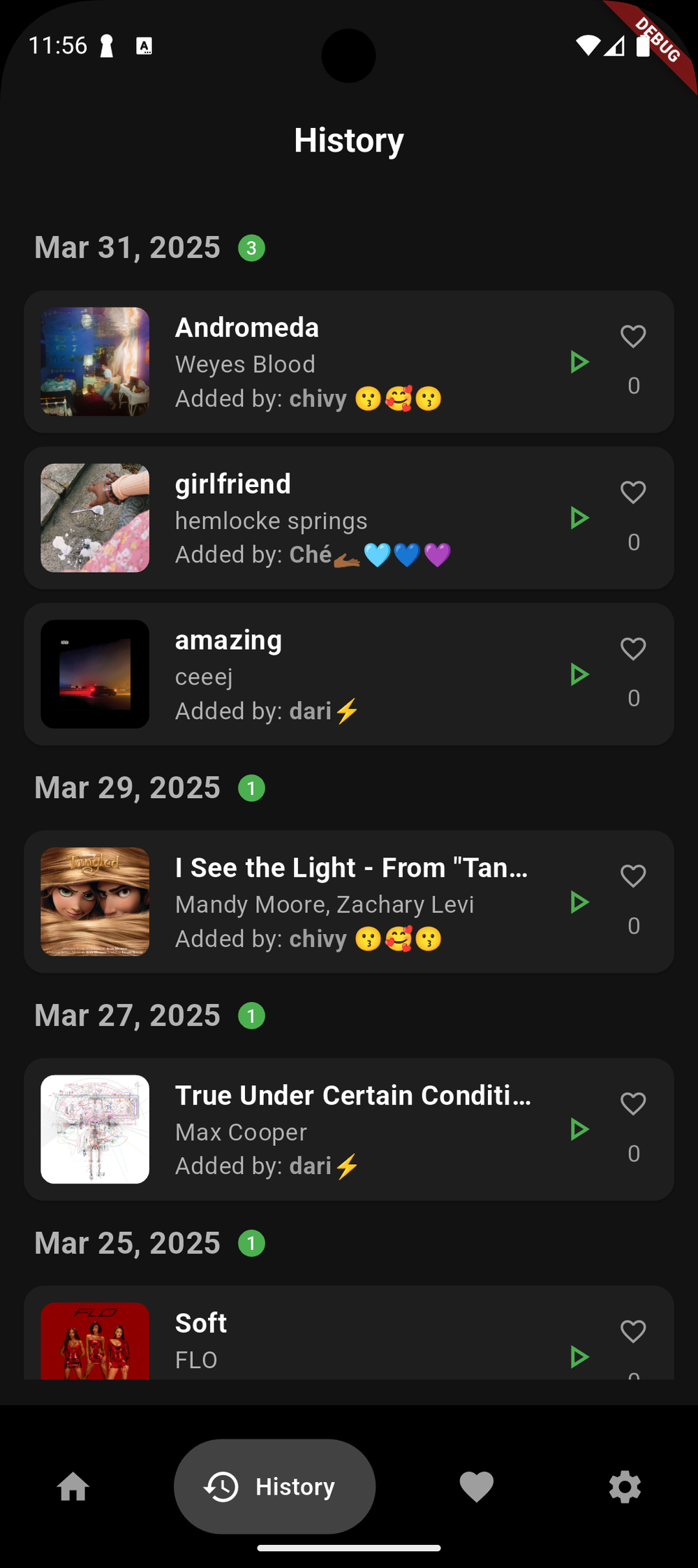 Spotlight mobile app history grouped by date
