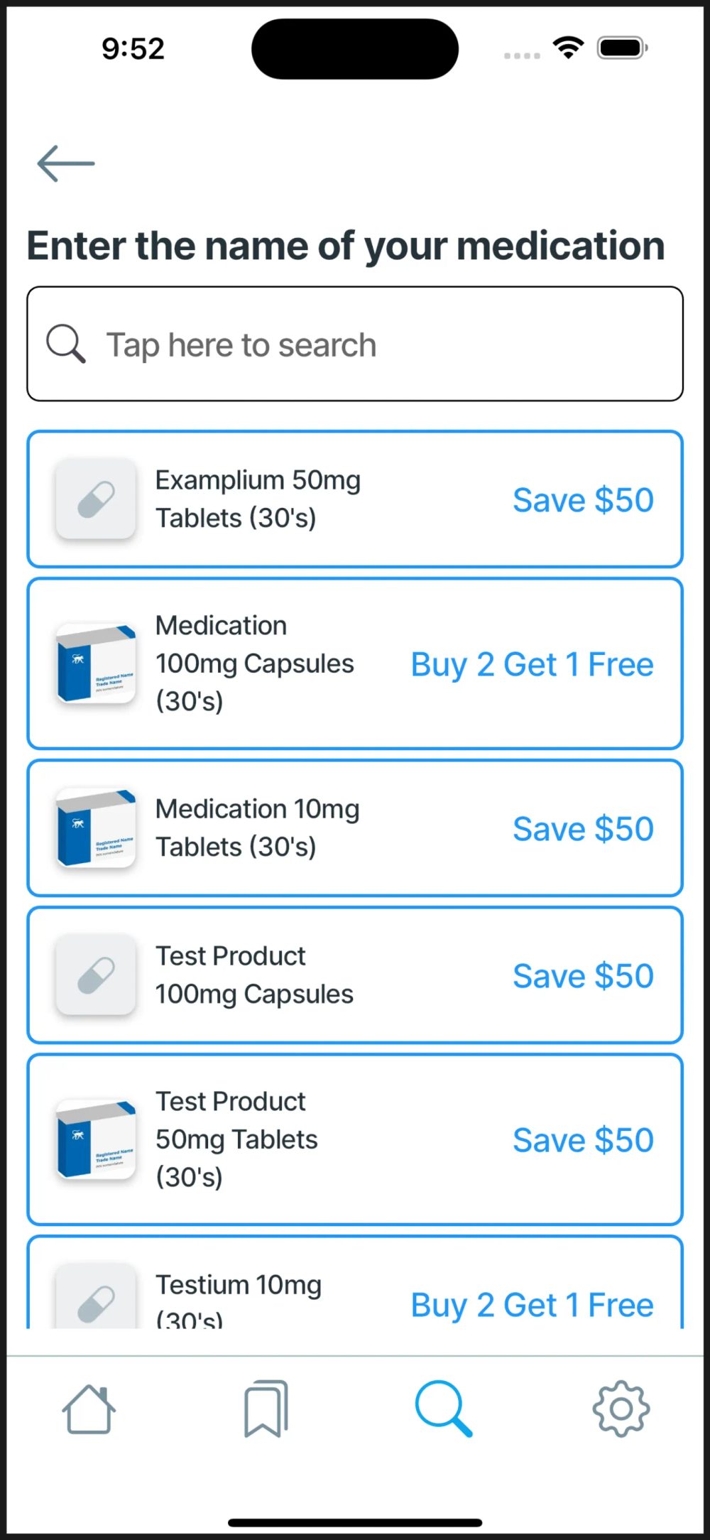 Earlier medication offer browsing screen