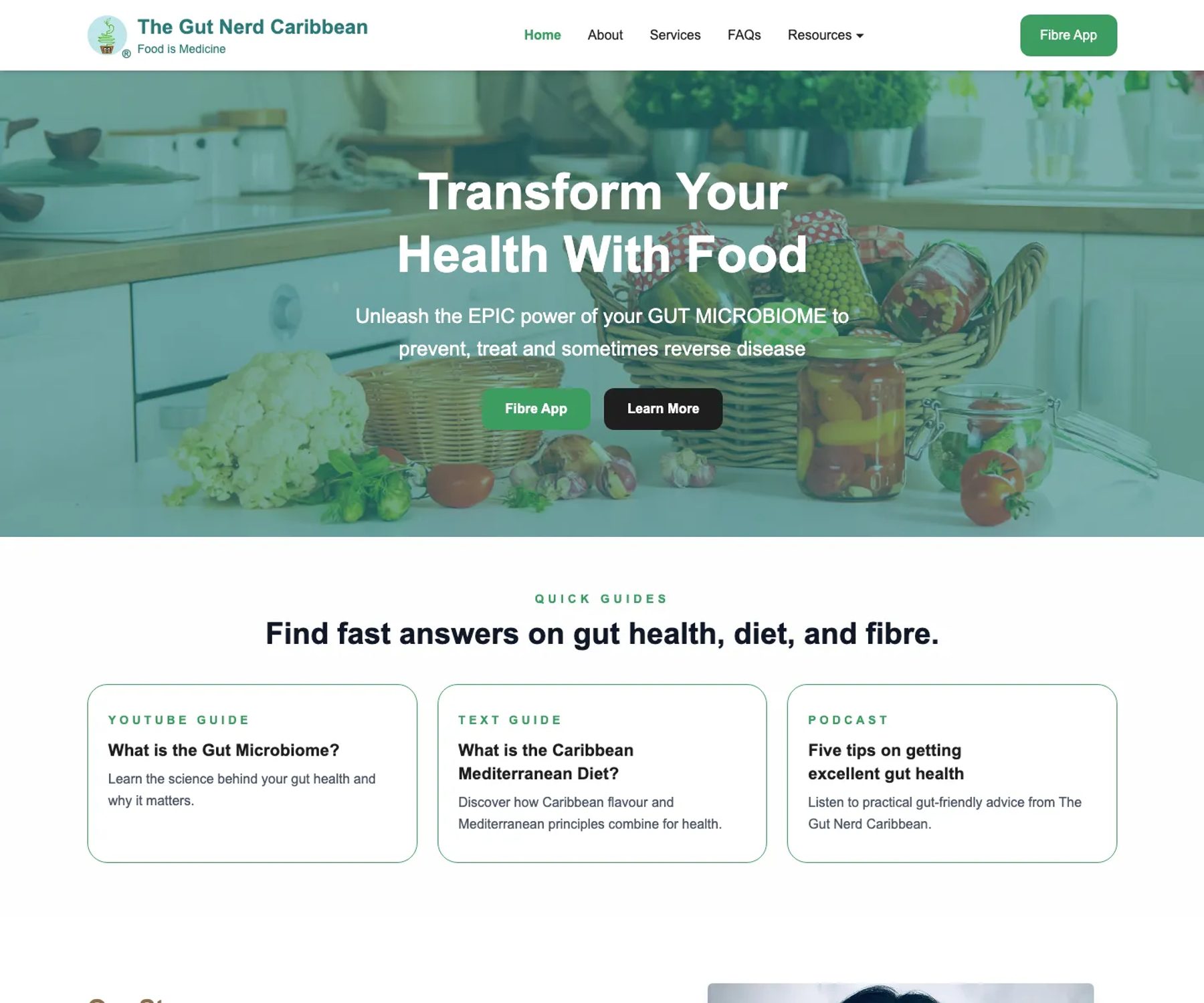 The redesigned Gut Nerd Caribbean homepage