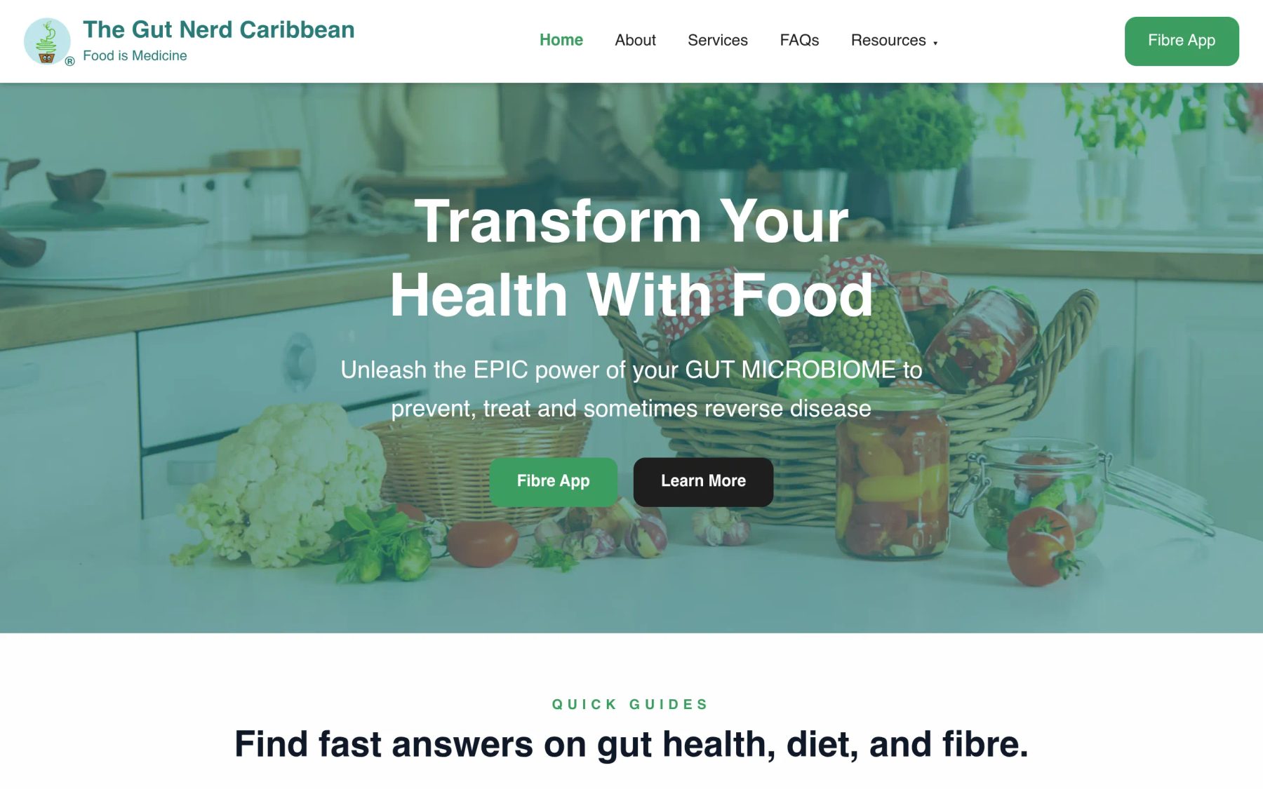 The Gut Nerd Caribbean health education website homepage