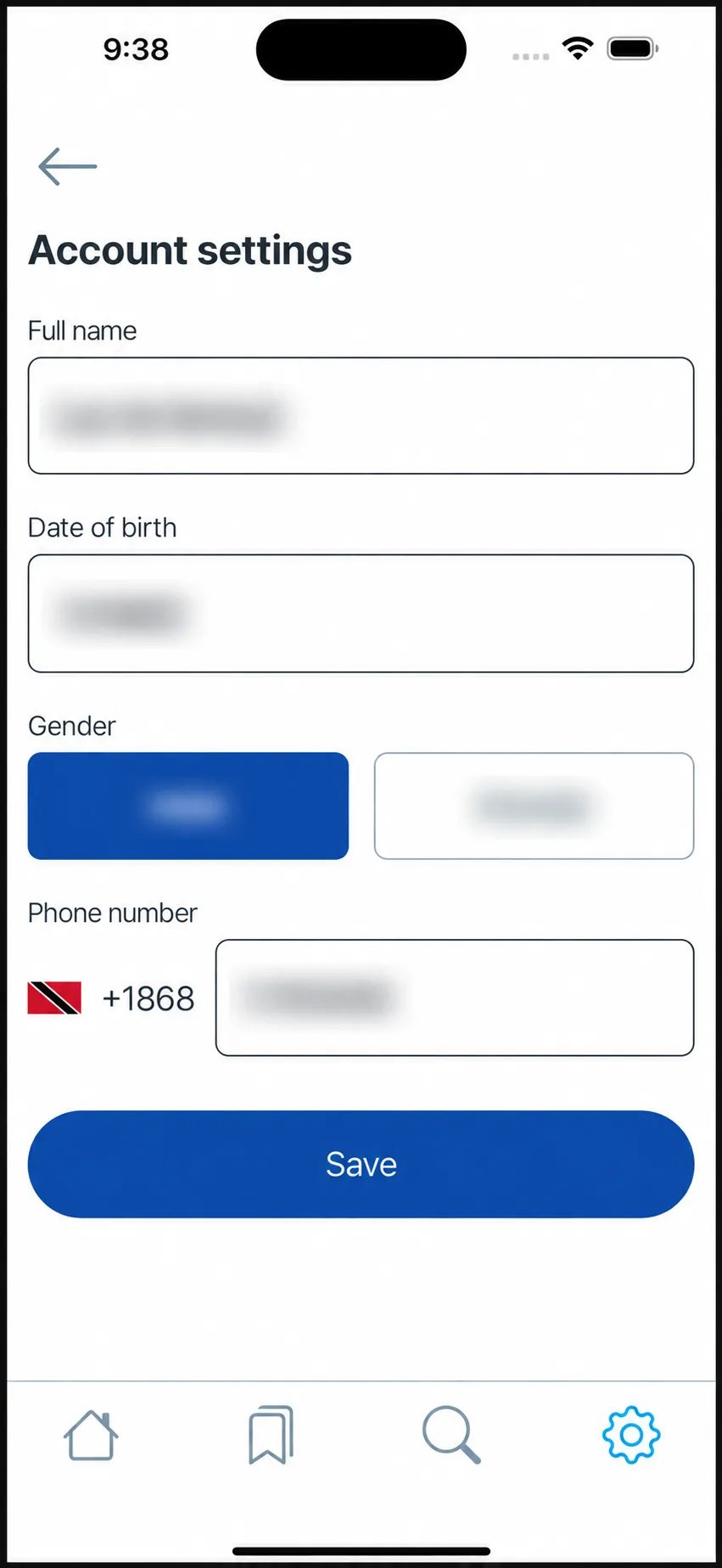 Earlier account settings with private values removed