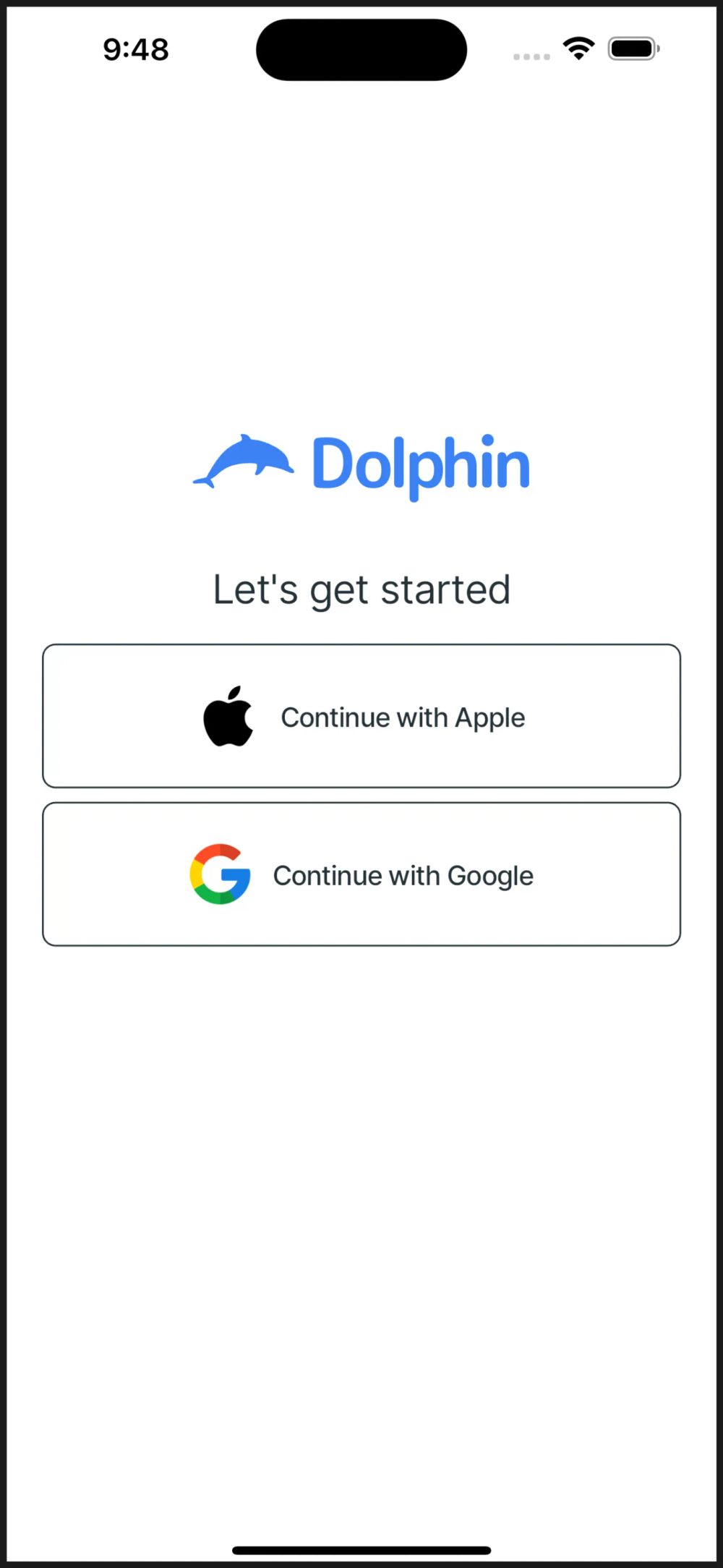 Earlier Dolphin sign-in screen