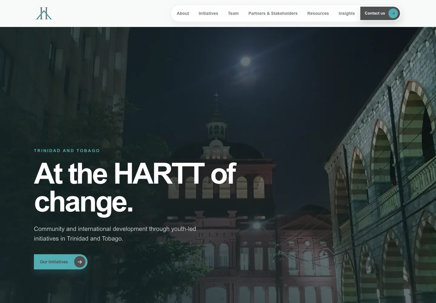 Homepage introducing The HARTT's youth-led development work and mission