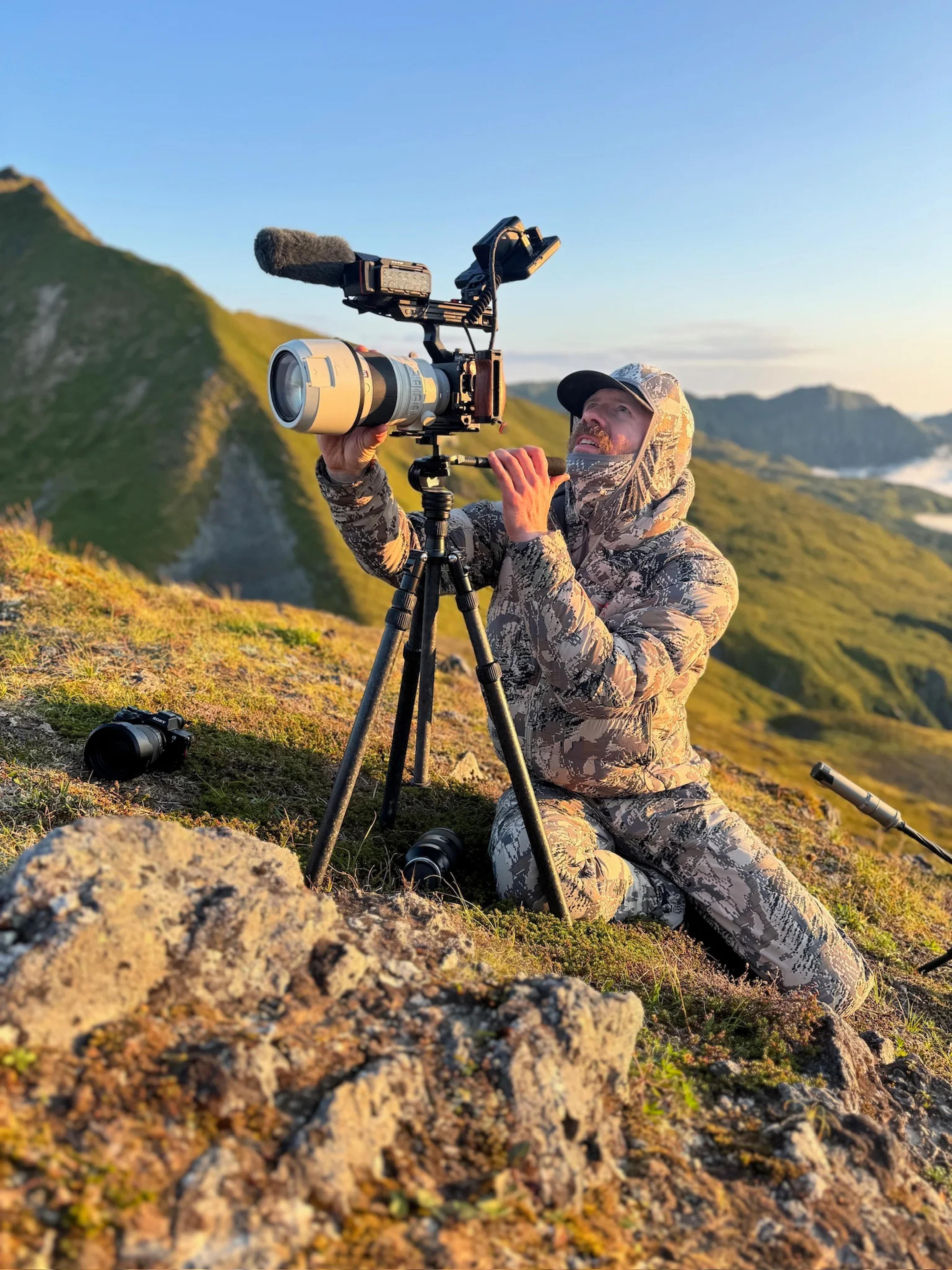 Riley Connell filming a hunt