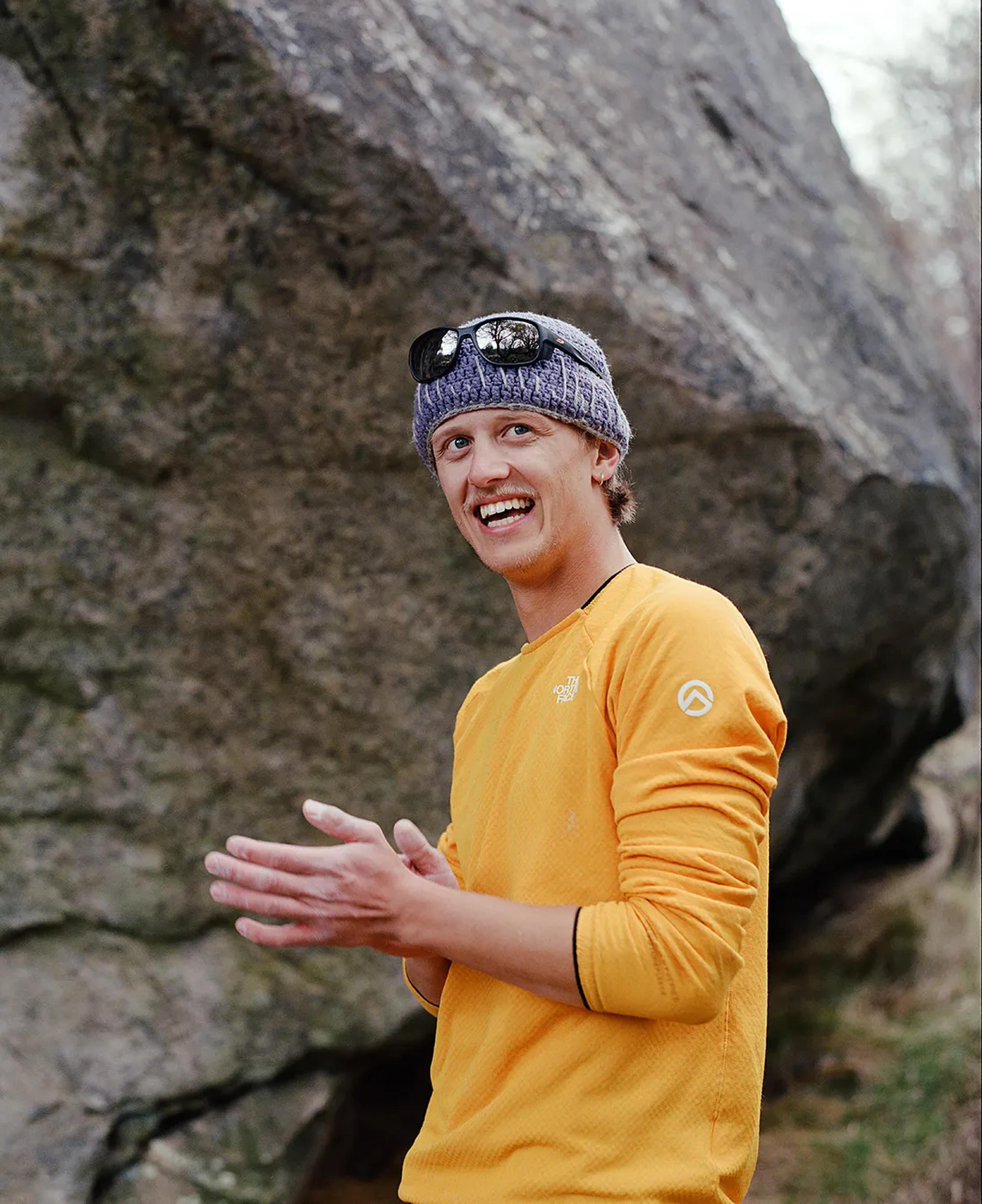 Nick Sramek climbing