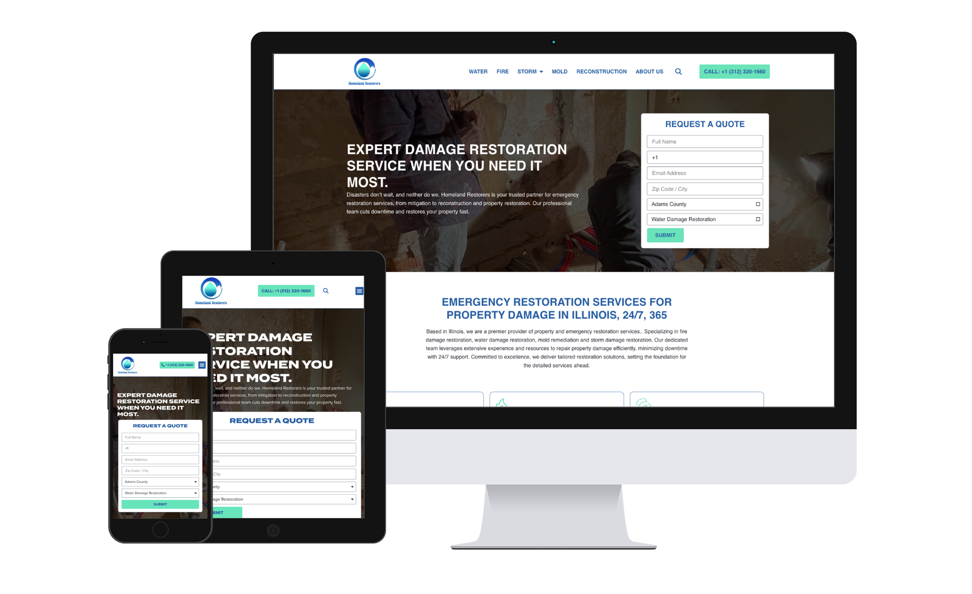 Homeland Restorers emergency-services WordPress website