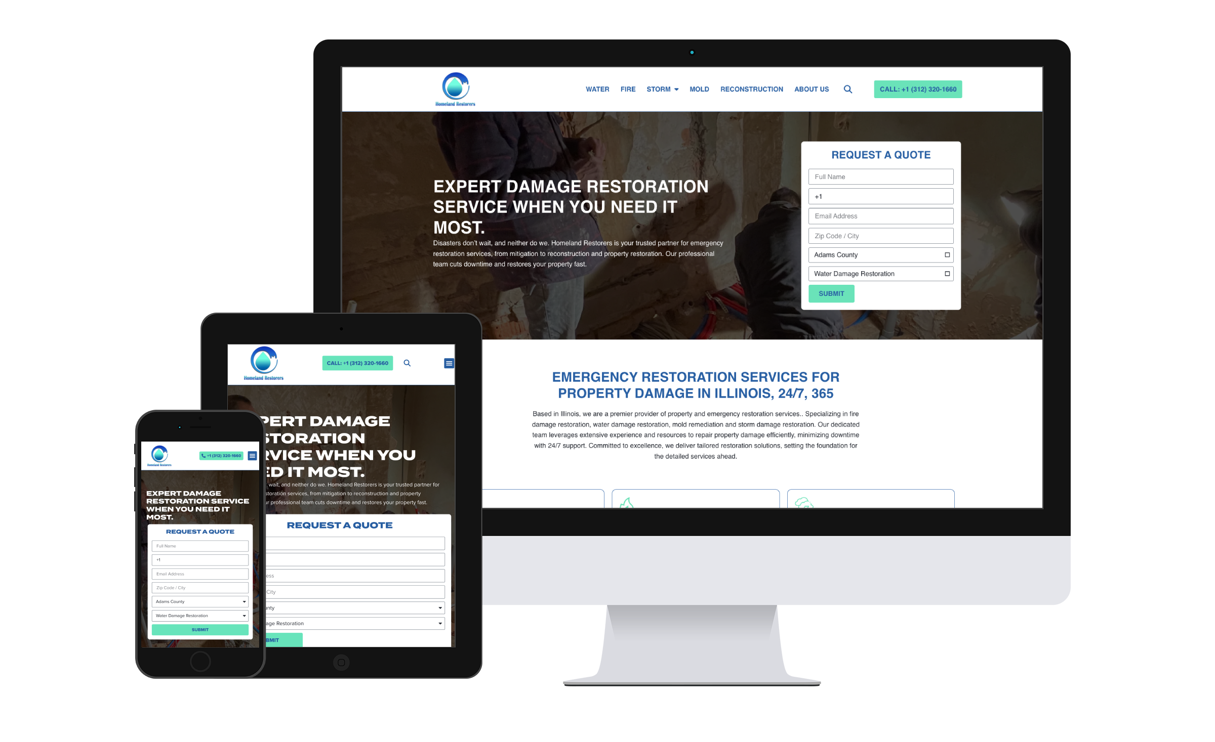 Homeland Restorers emergency-services WordPress website