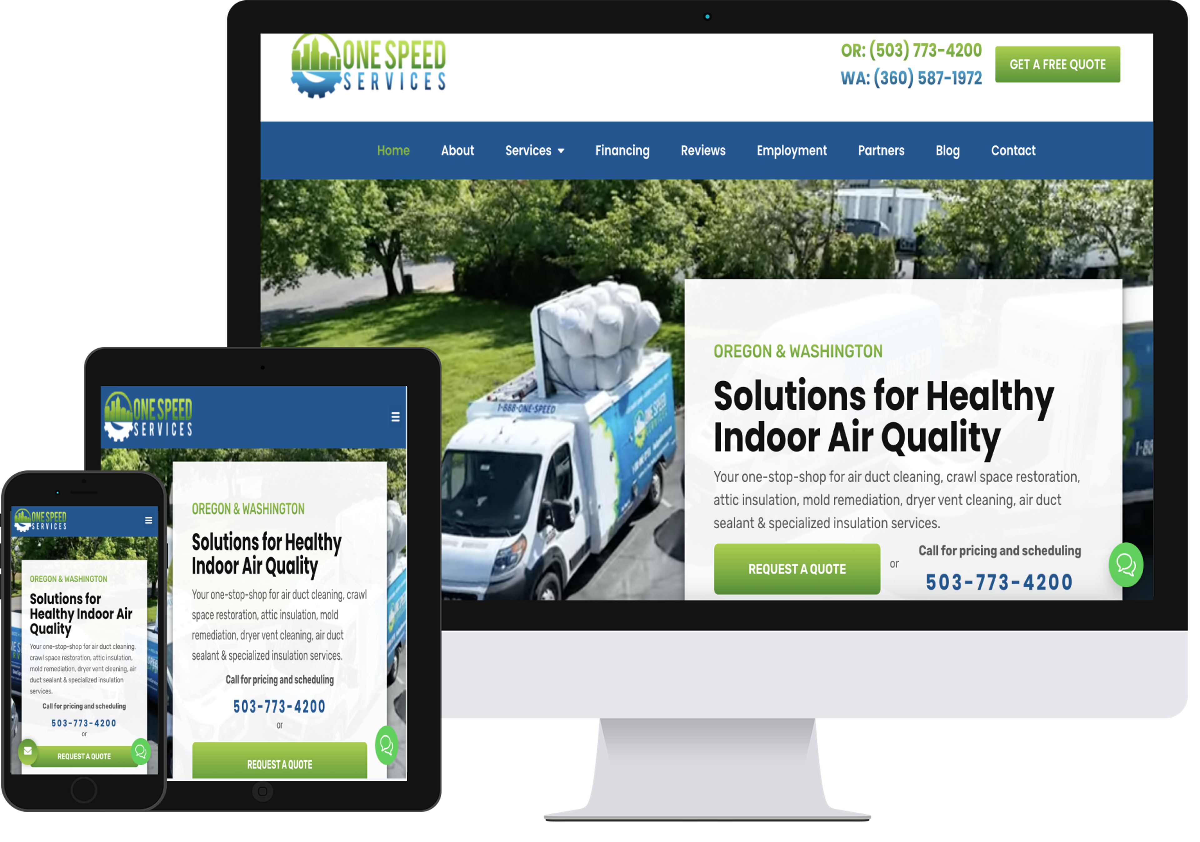 One Speed Services Elementor WordPress website