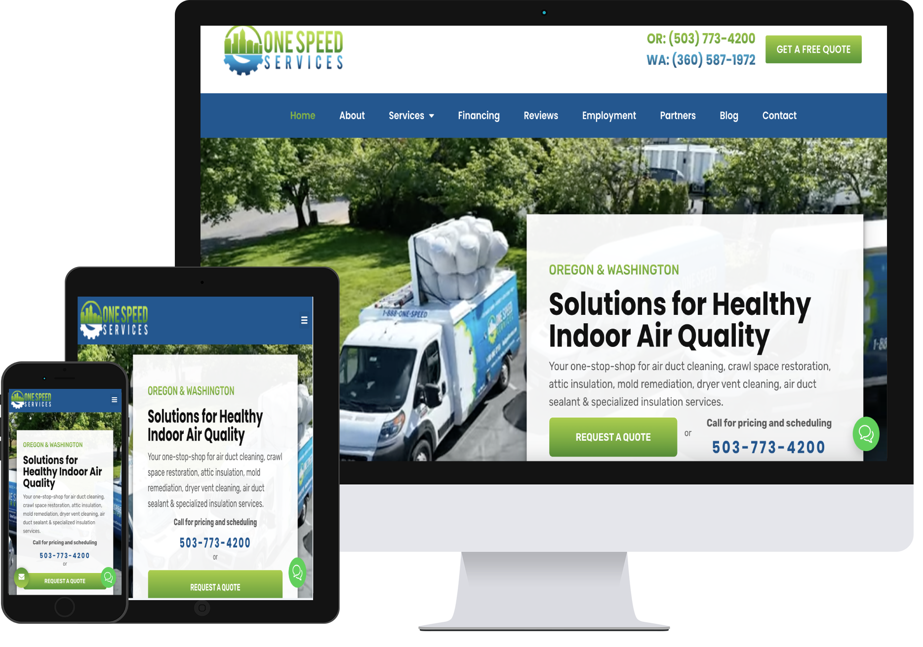 One Speed Services Elementor WordPress website