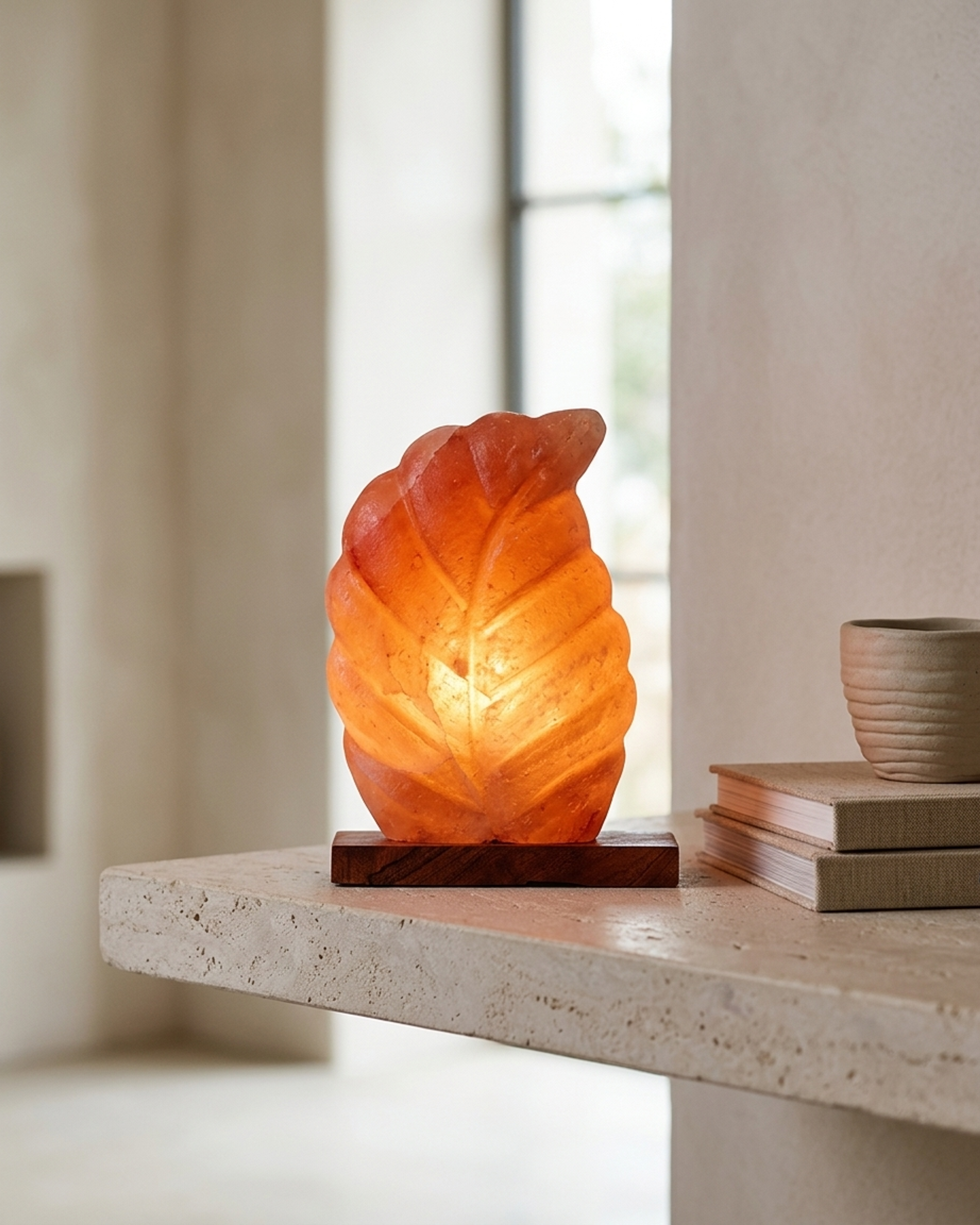 NS104 Himalayan Pink Salt Leaf Lamp