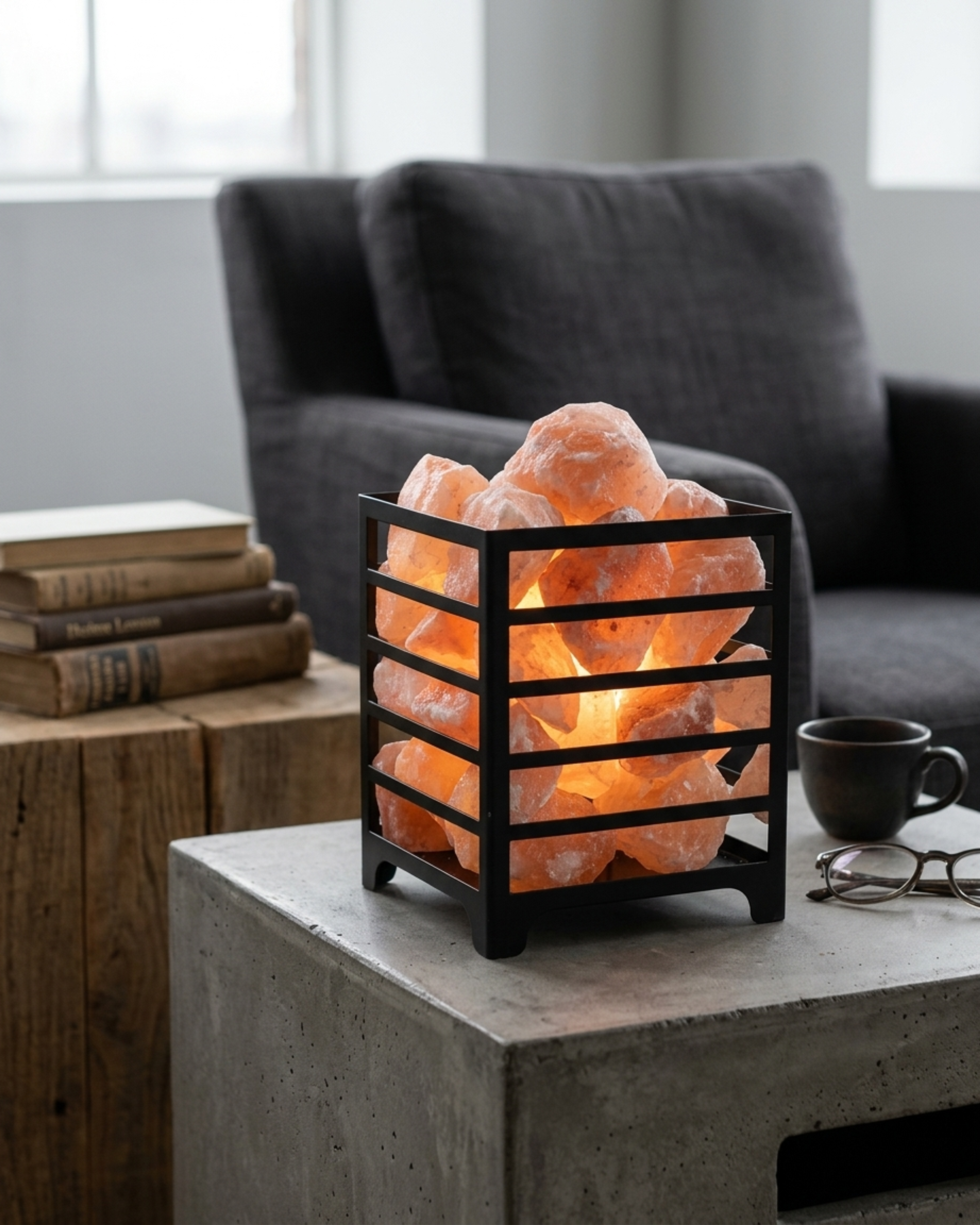 NS65 Himalayan Pink Salt Laser Basket Lamp