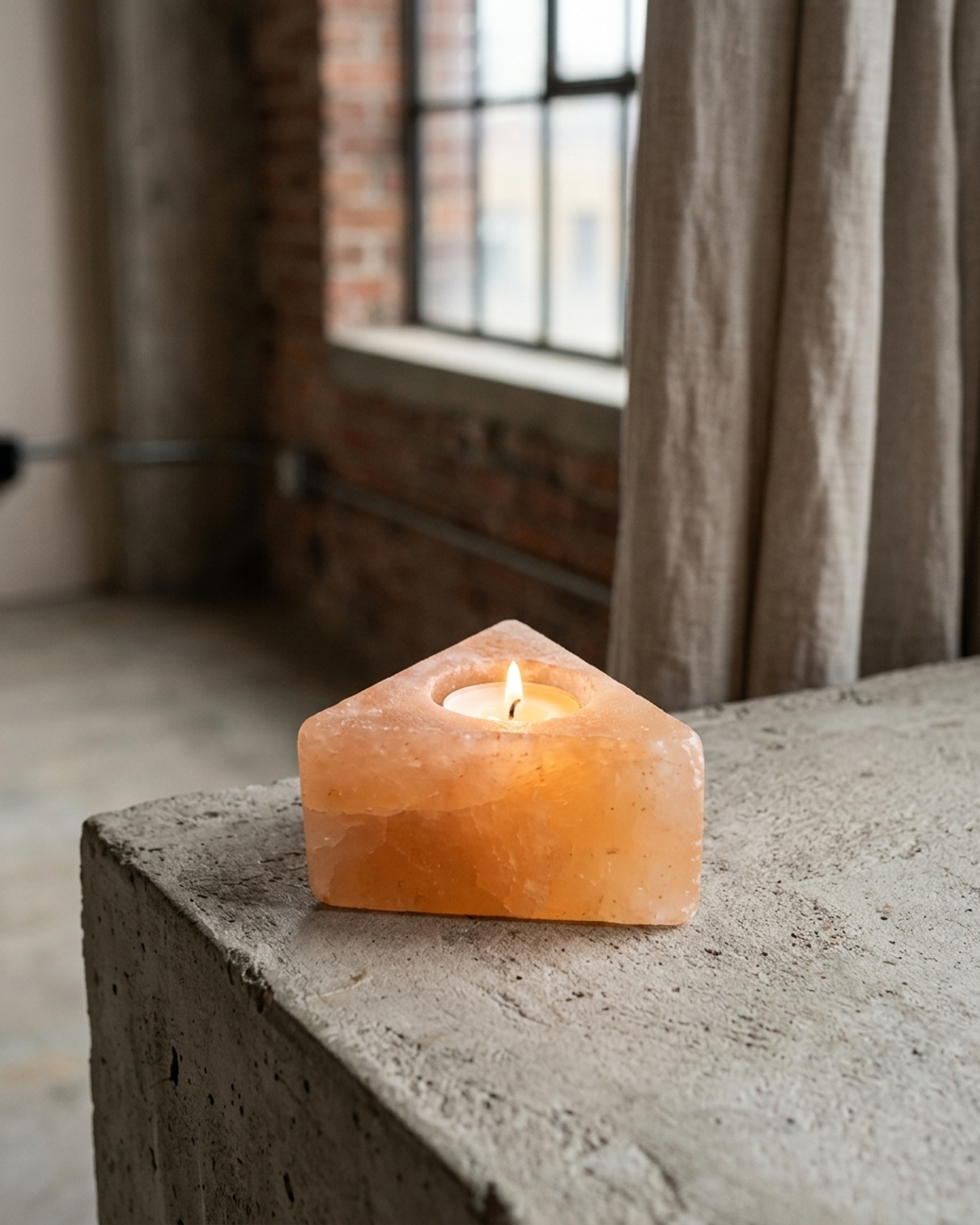 NS117 Himalayan Pink Salt Tea Light Triangle Candle Holders