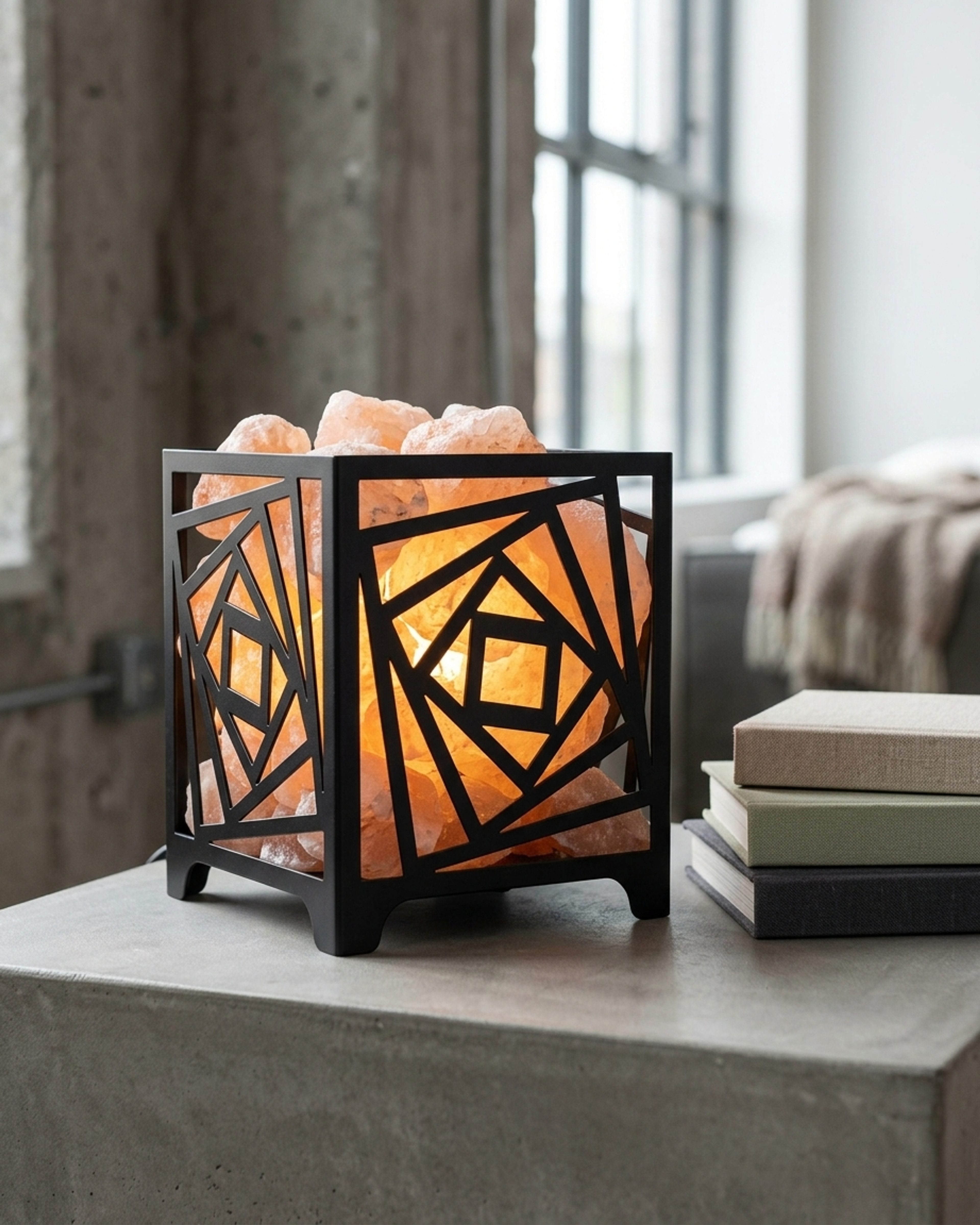 NS31 Himalayan Pink Salt Laser Basket Lamp