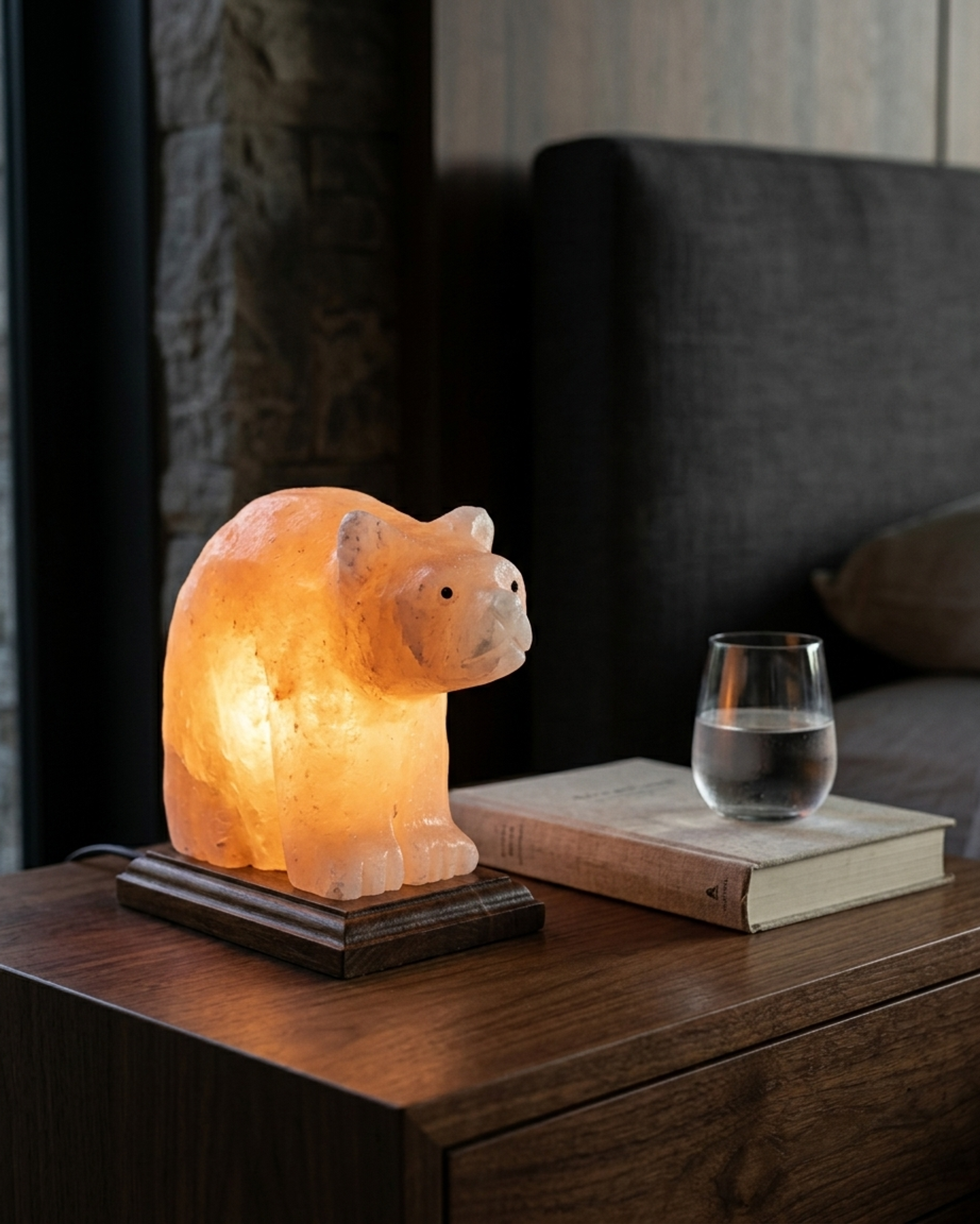 NS142 Himalayan Pink Salt Bear Lamp