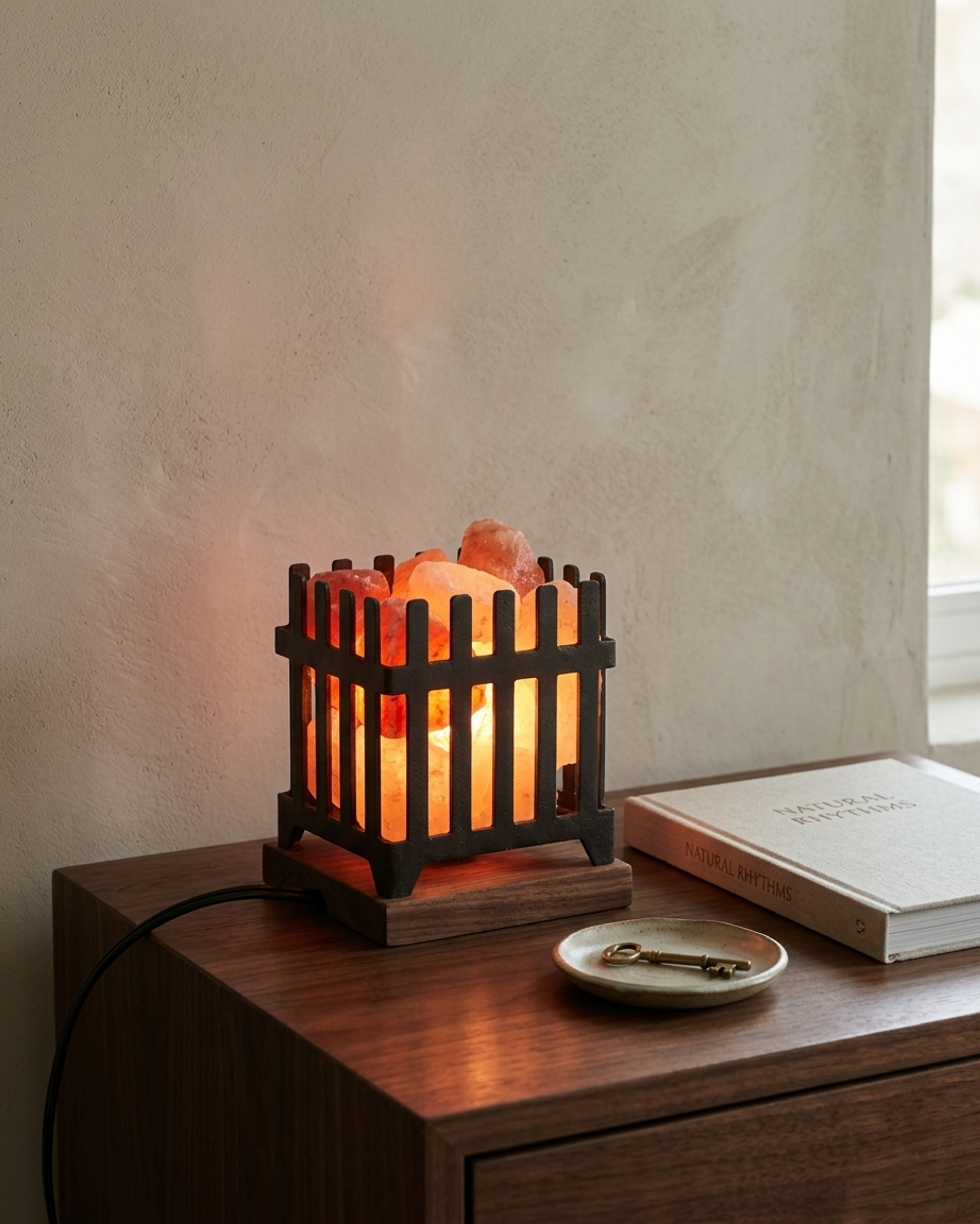 NS6 Himalayan Pink Salt Laser Basket Lamp