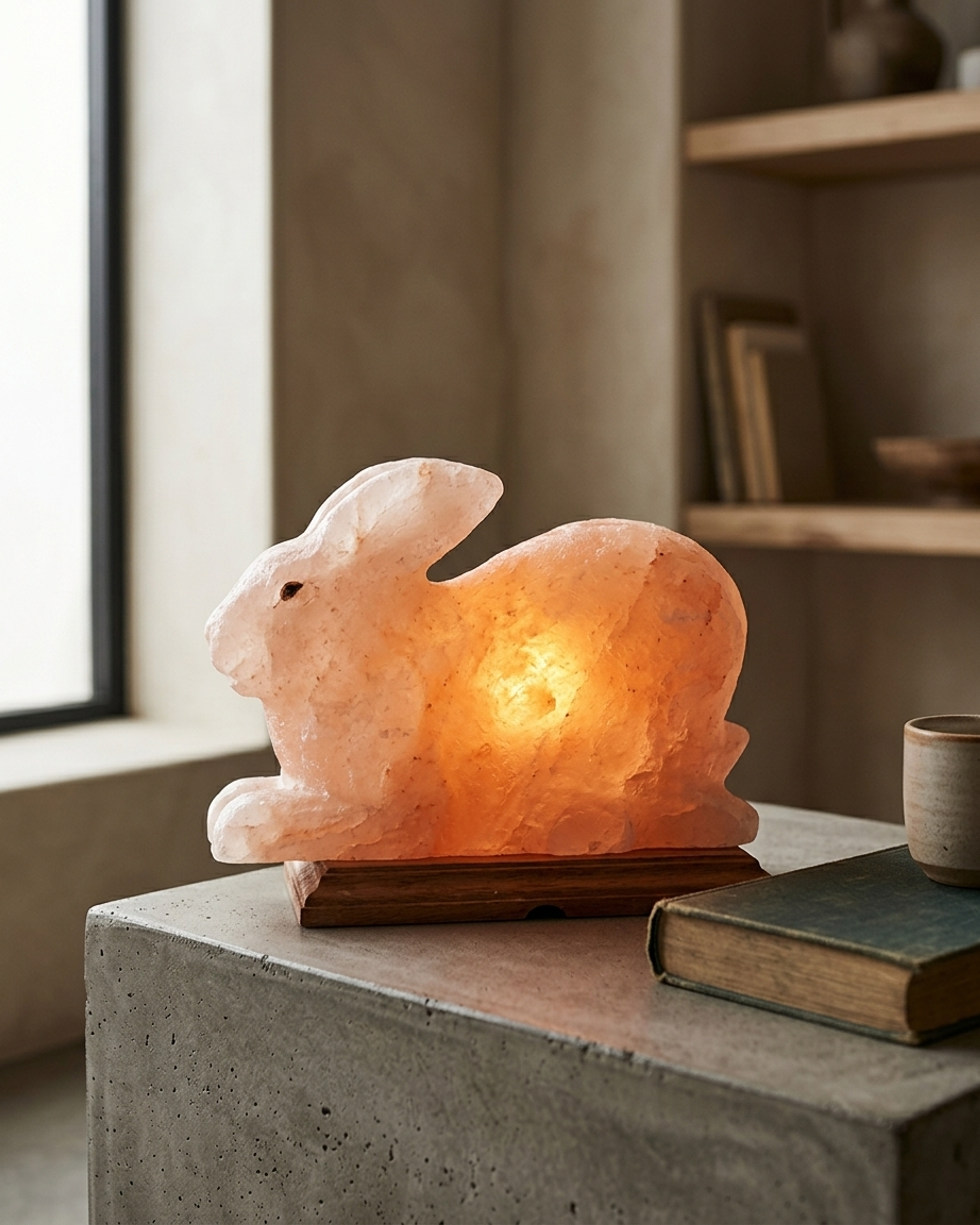 NS107 Himalayan Pink Salt Rabbit Lamp