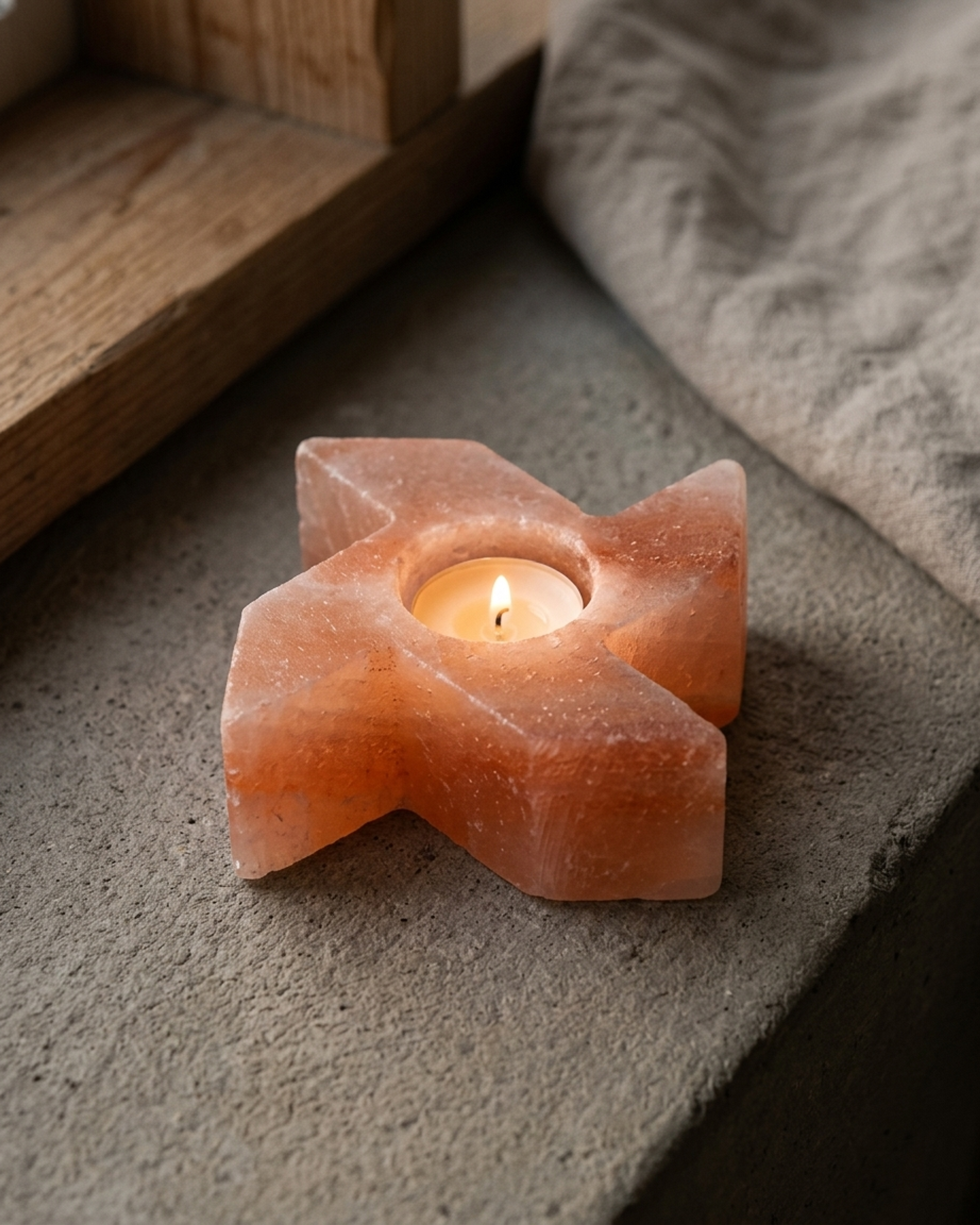 NS59 Himalayan Pink Salt Tea Light Cross Candle Holders