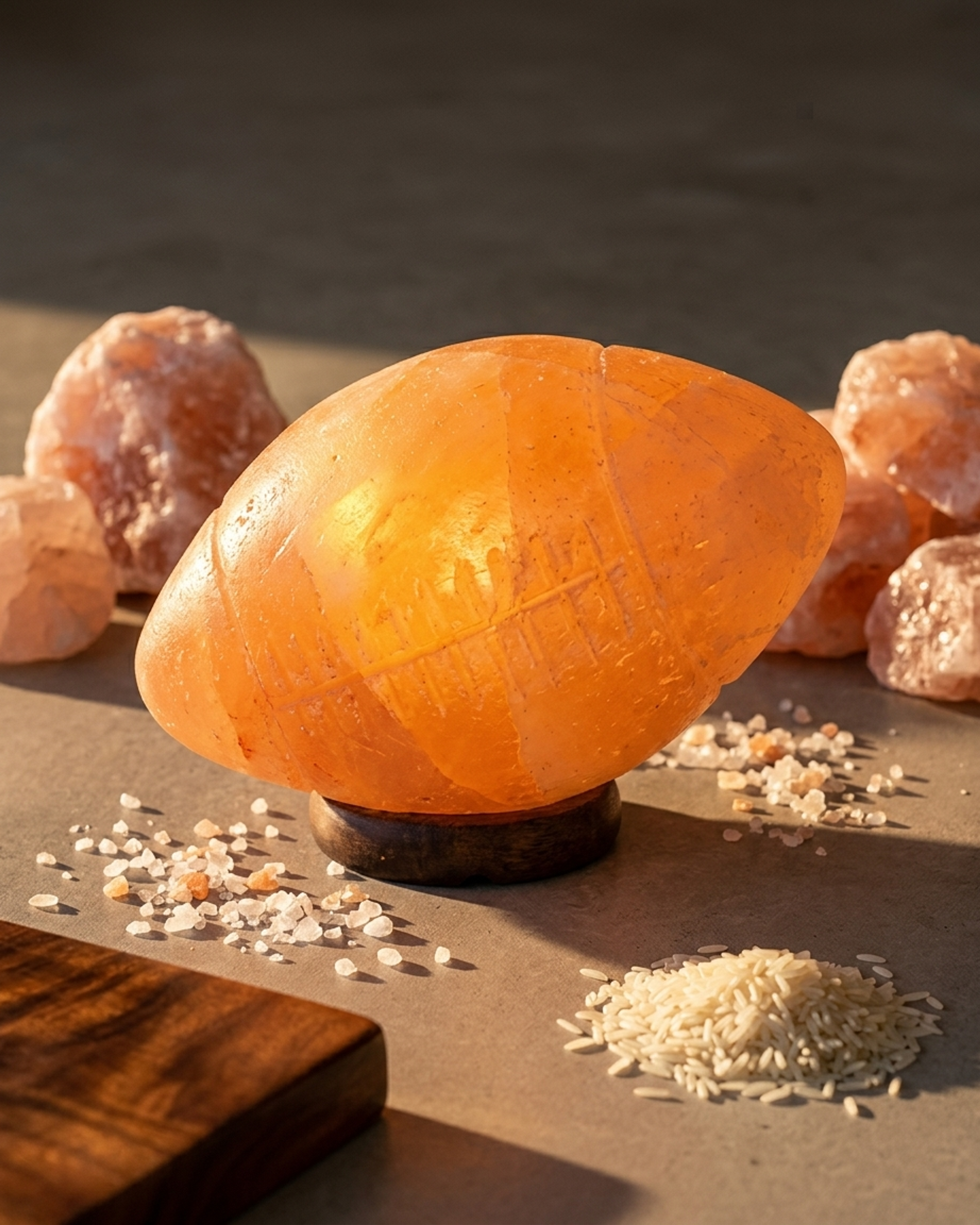 NS141 Himalayan Pink Salt Rugby Ball Lamp