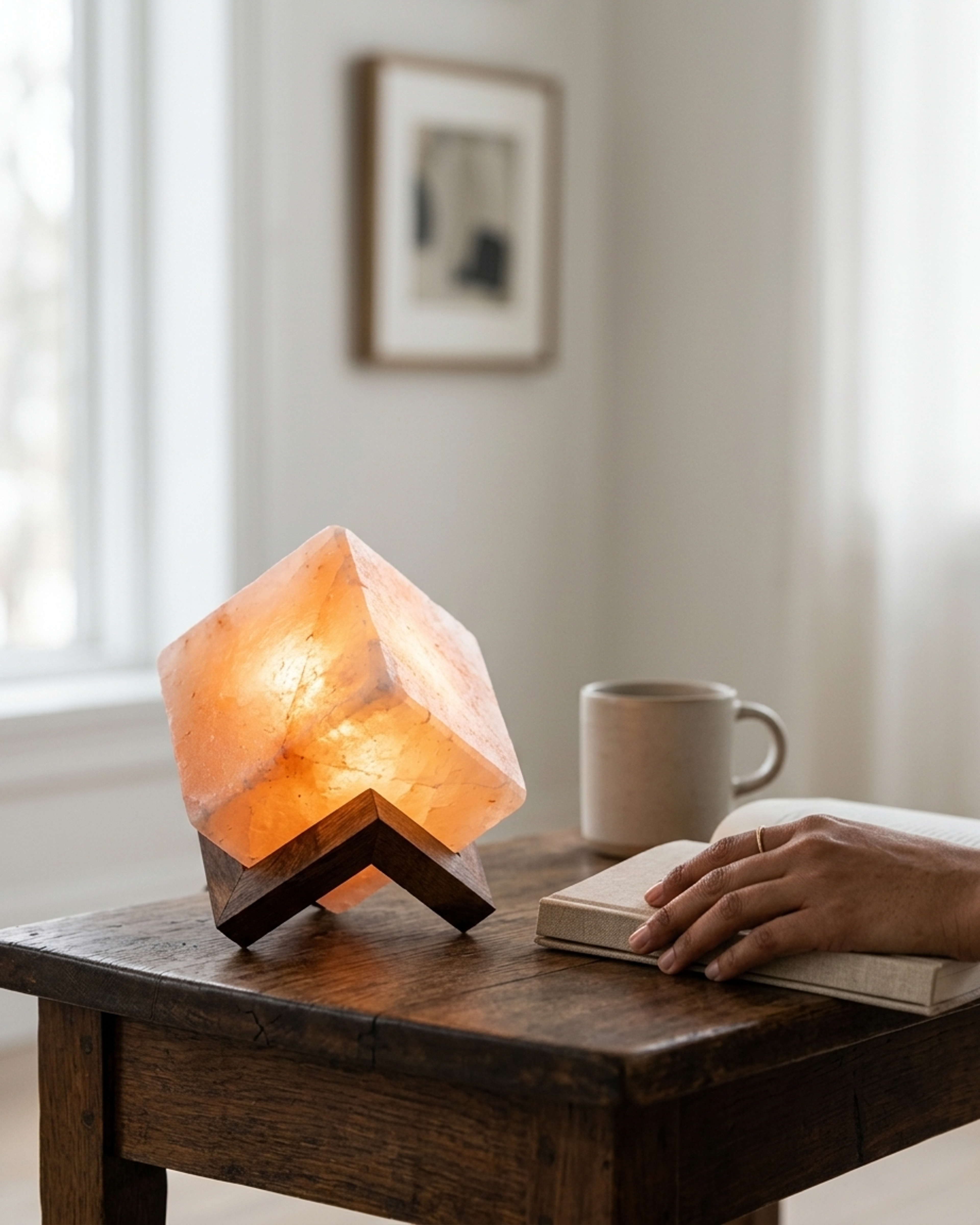NS138 Himalayan Pink Salt Zig Zag Cube Lamp