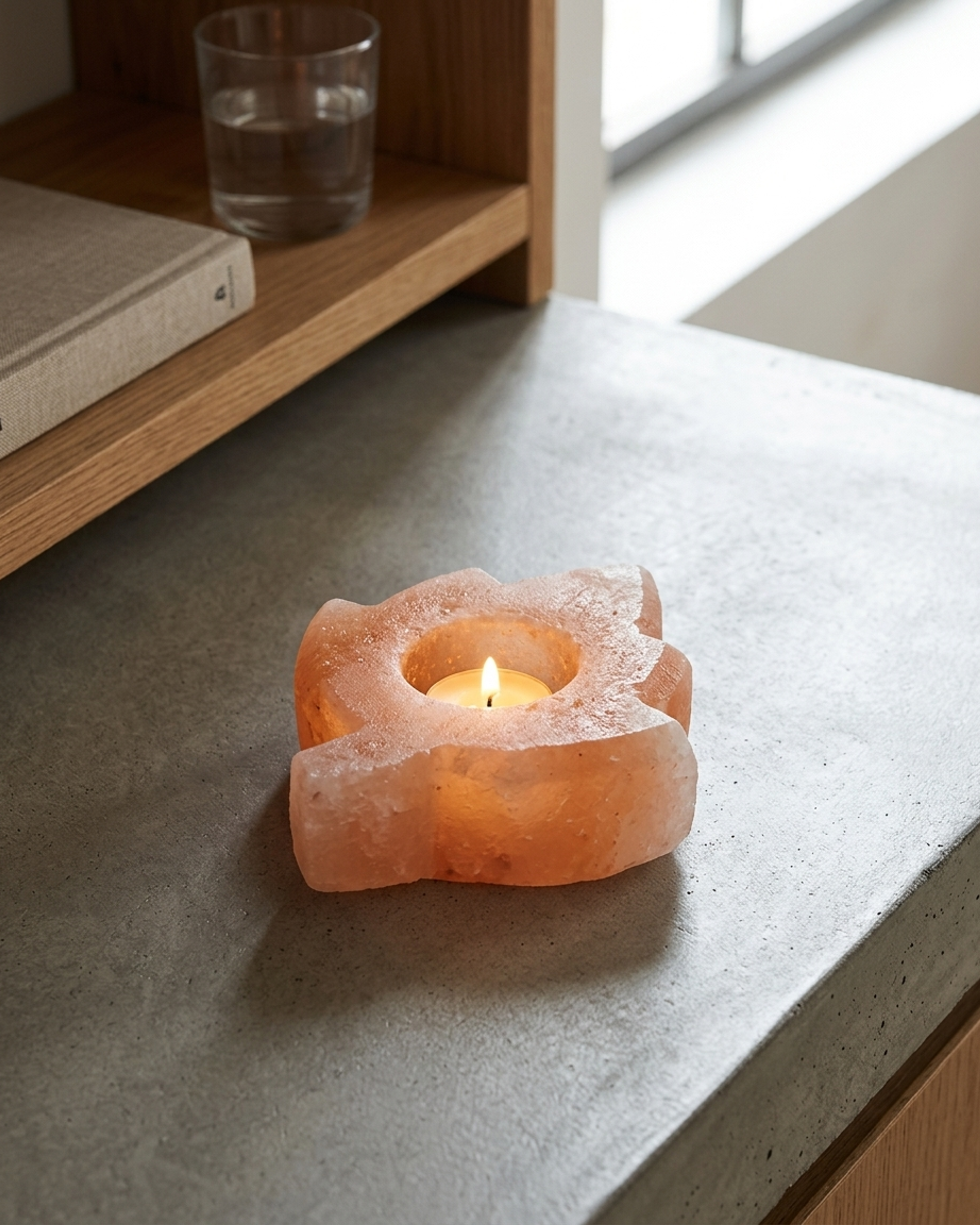 NS55 Himalayan Pink Salt Tea Light Leaf Candle Holders