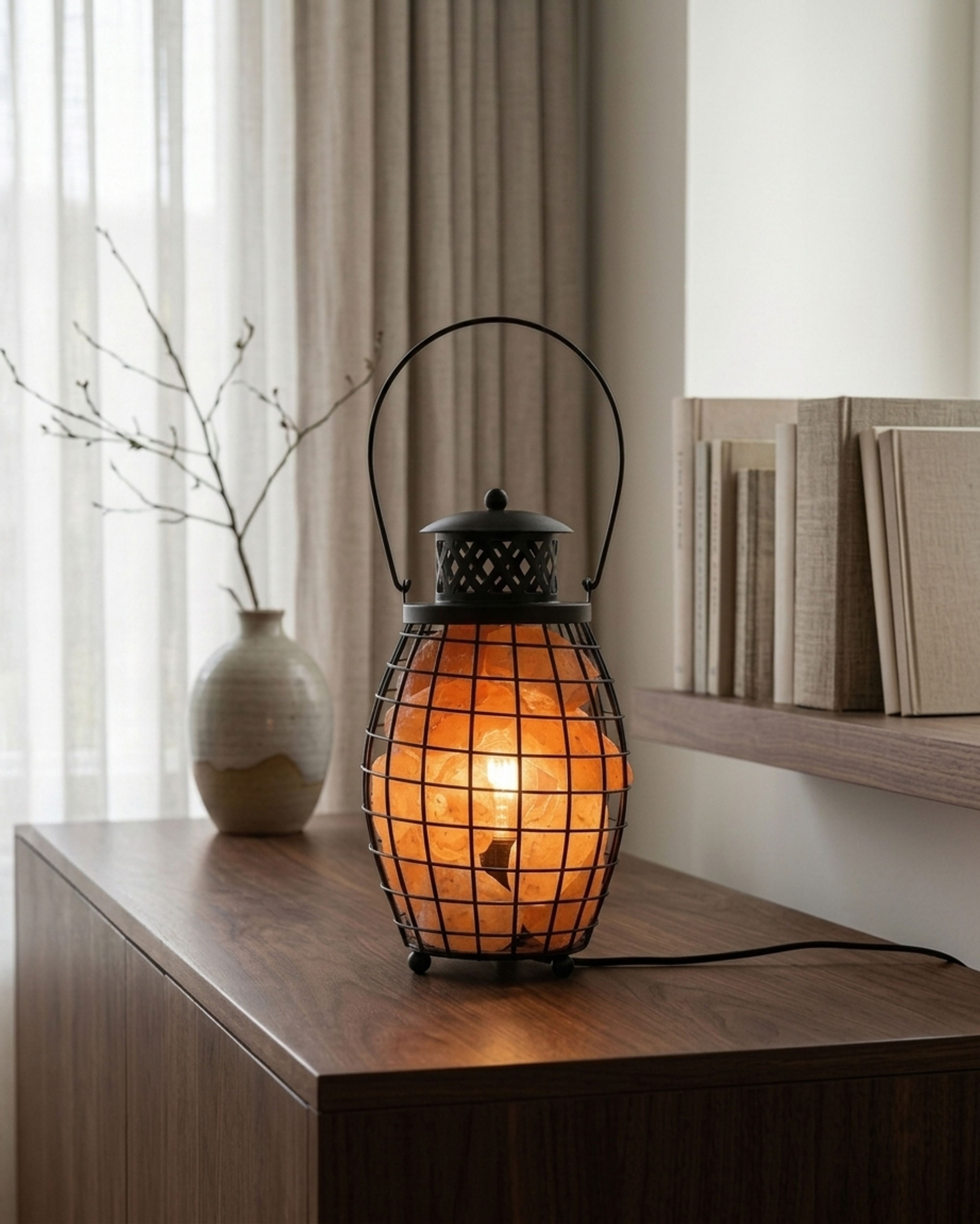 NS28 Himalayan Pink Salt Laltain Basket Lamp