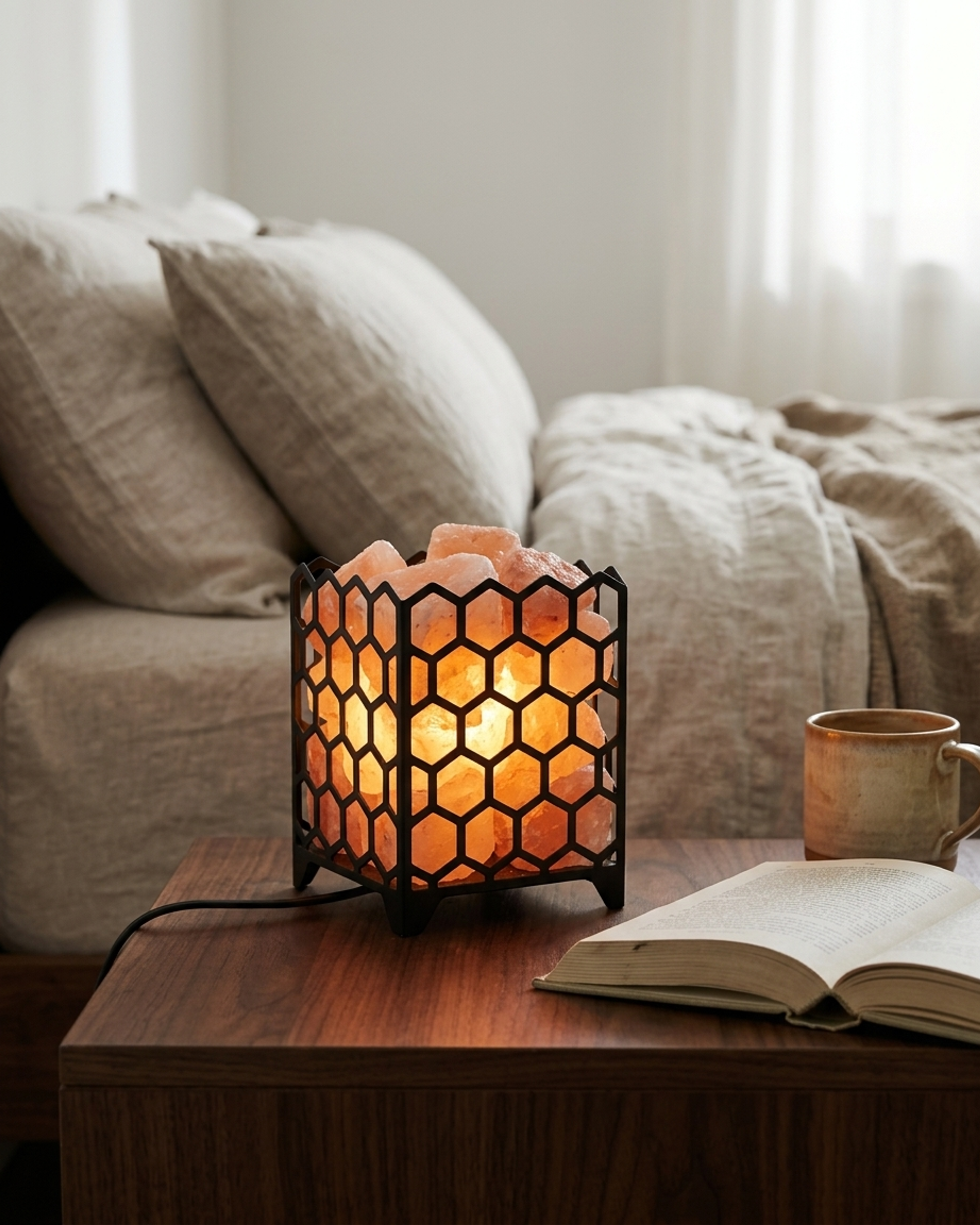 NS4 Himalayan Pink Salt Laser Basket Lamp