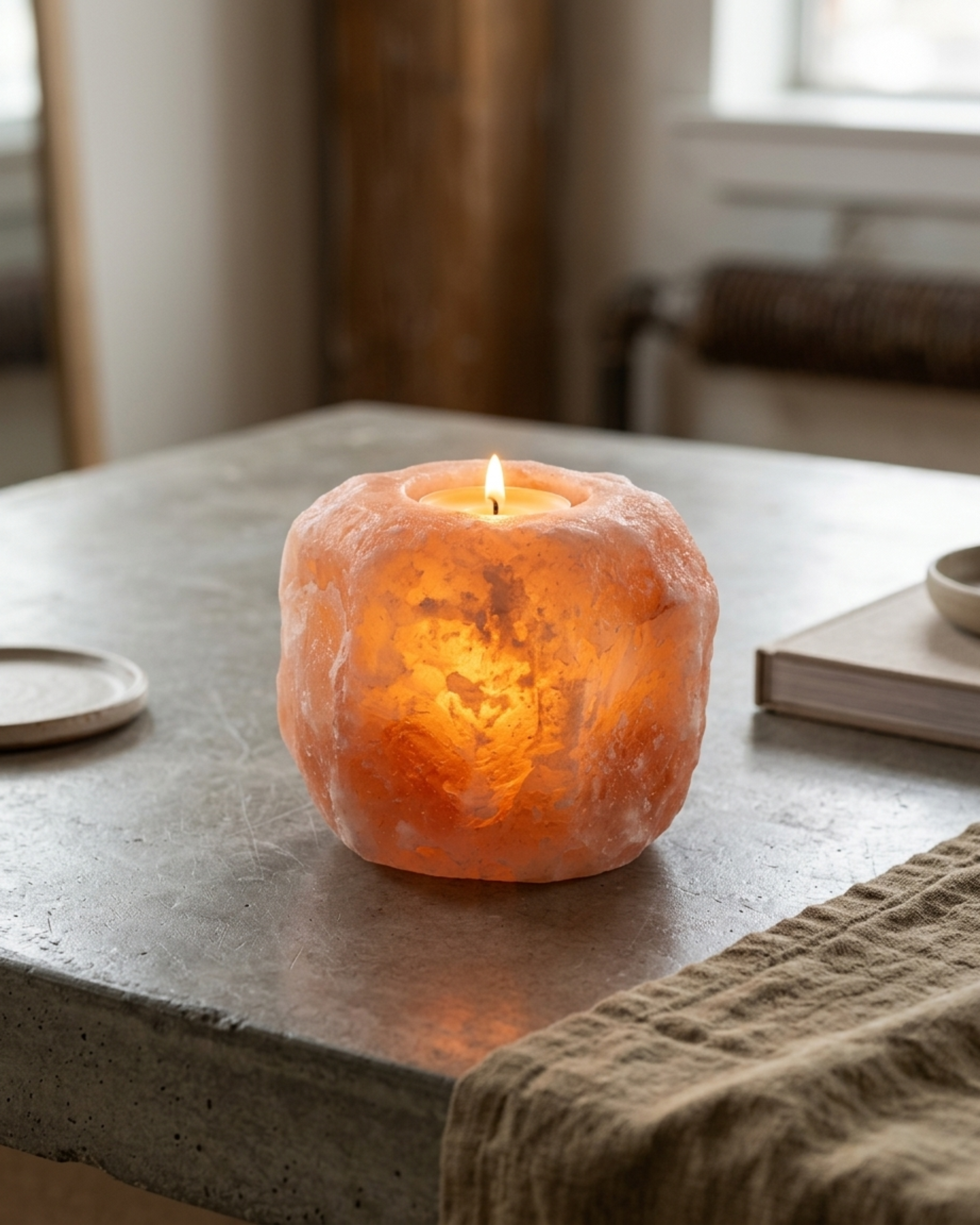 NS114 Himalayan Pink Salt Tea Light Natural Candle Holders