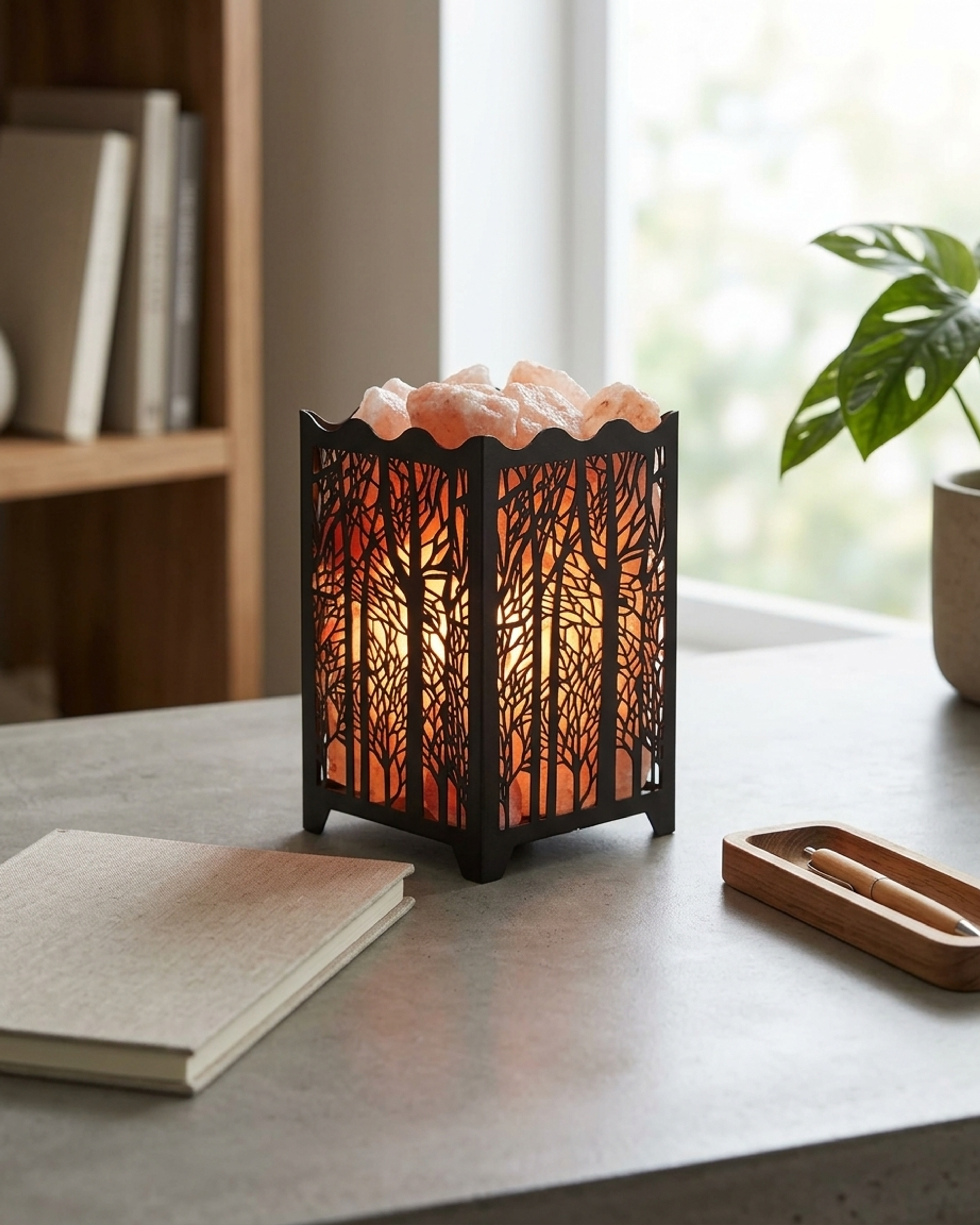 NS12 Himalayan Pink Salt Laser Basket Lamp