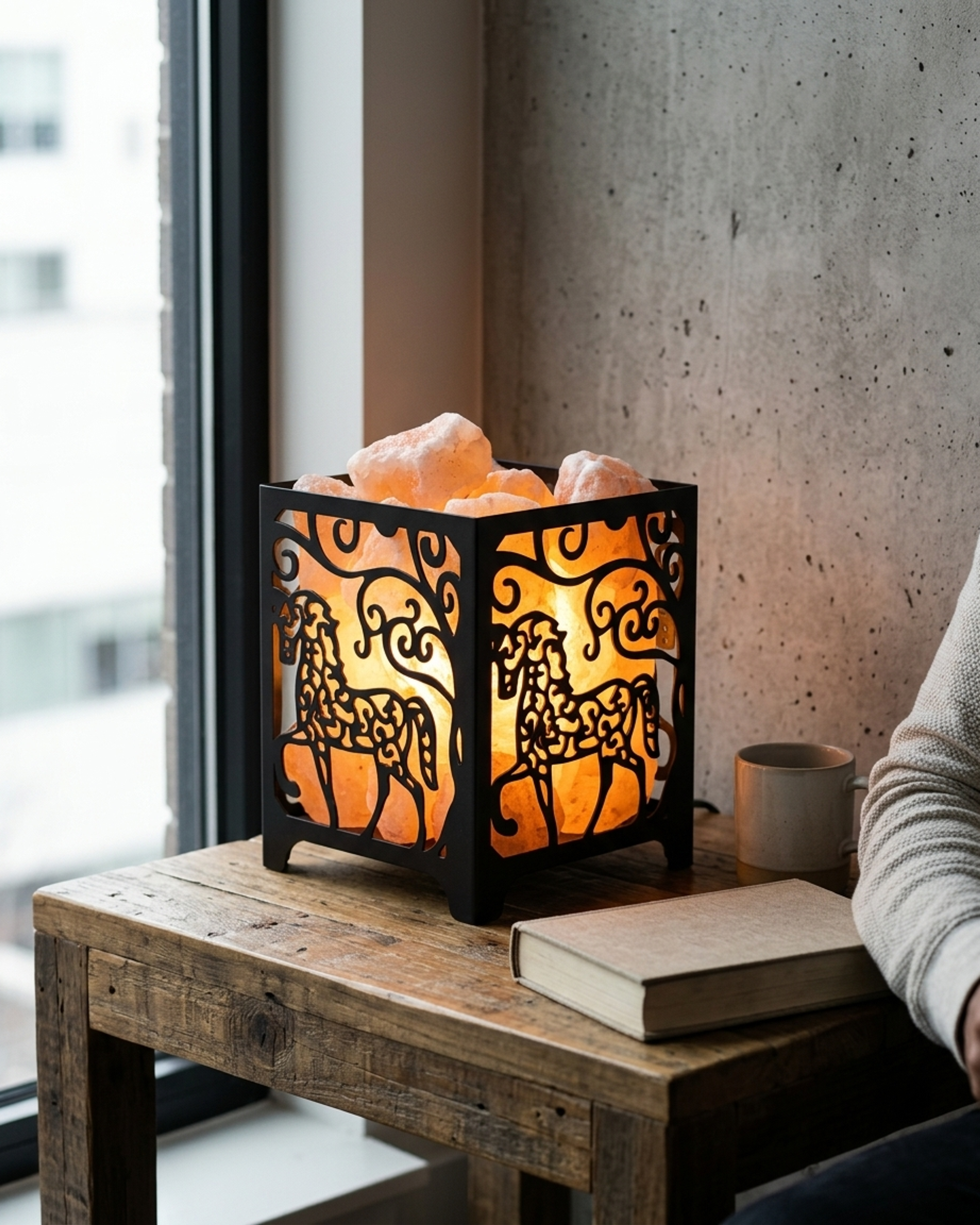 NS14 Himalayan Pink Salt Laser Basket Lamp