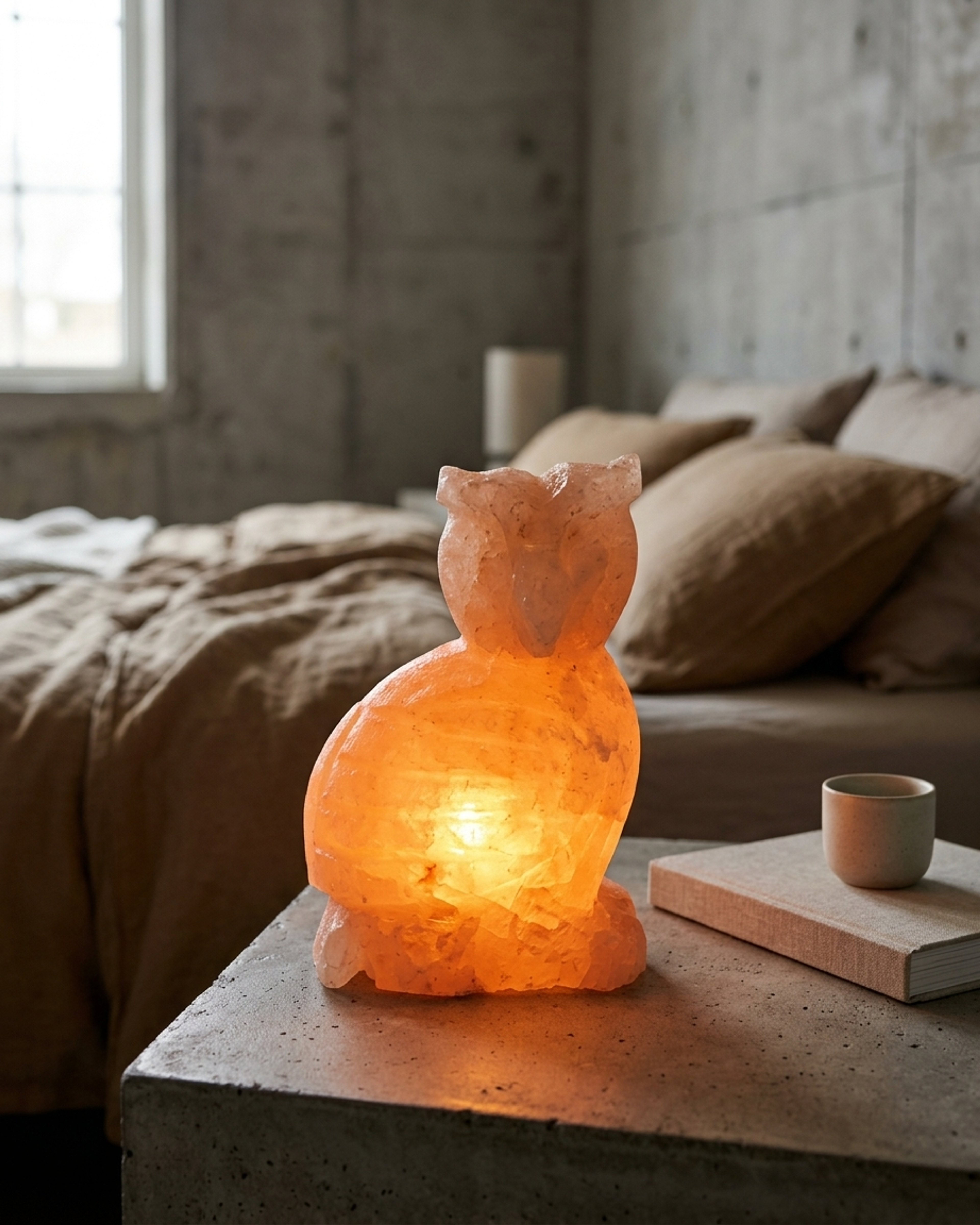 NS46 Himalayan Pink Salt Owl Lamp