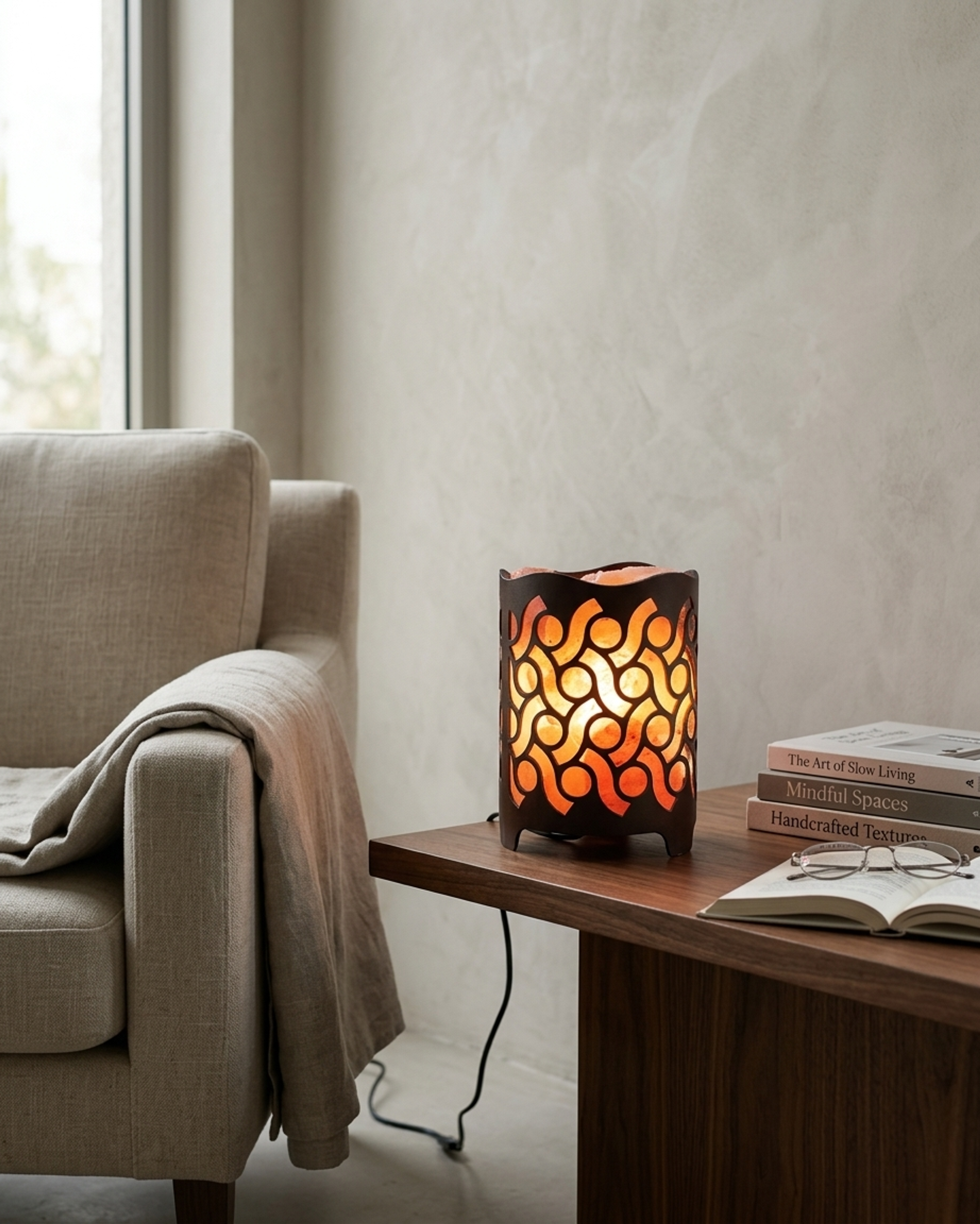 NS7 Himalayan Pink Salt Laser Basket Lamp