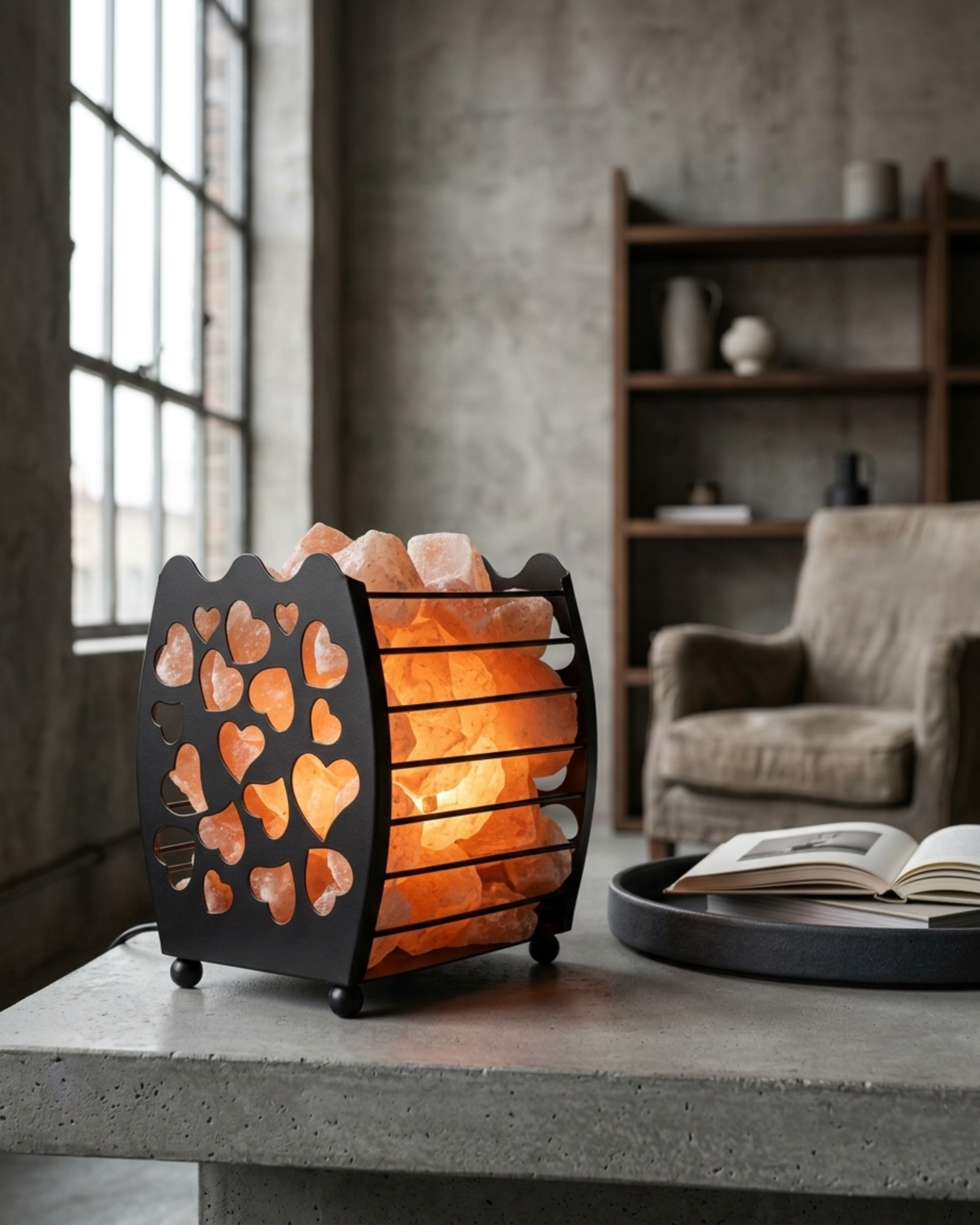 NS64 Himalayan Pink Salt Laser Basket Lamp