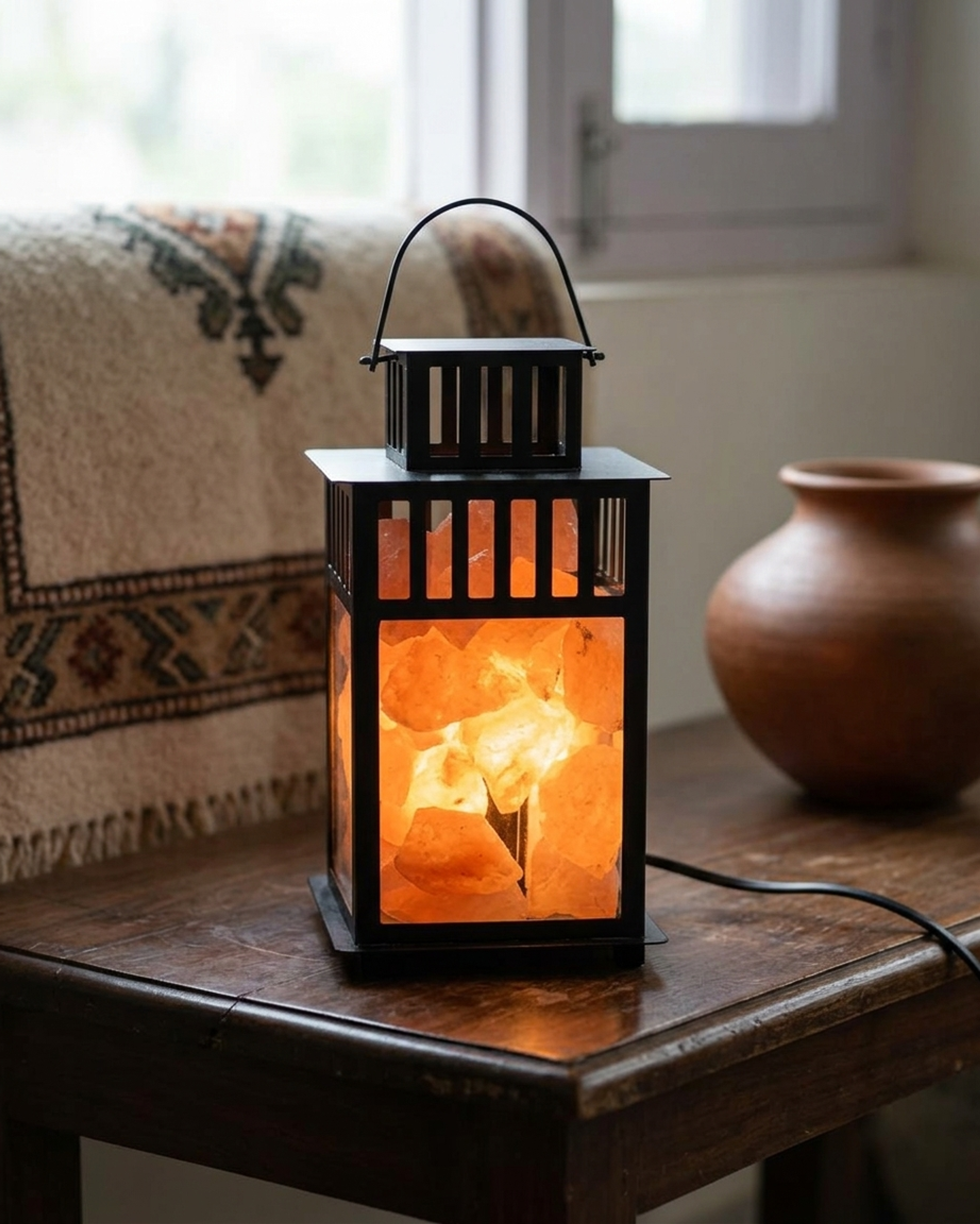 NS2 Himalayan Pink Salt Laltain Basket Lamp