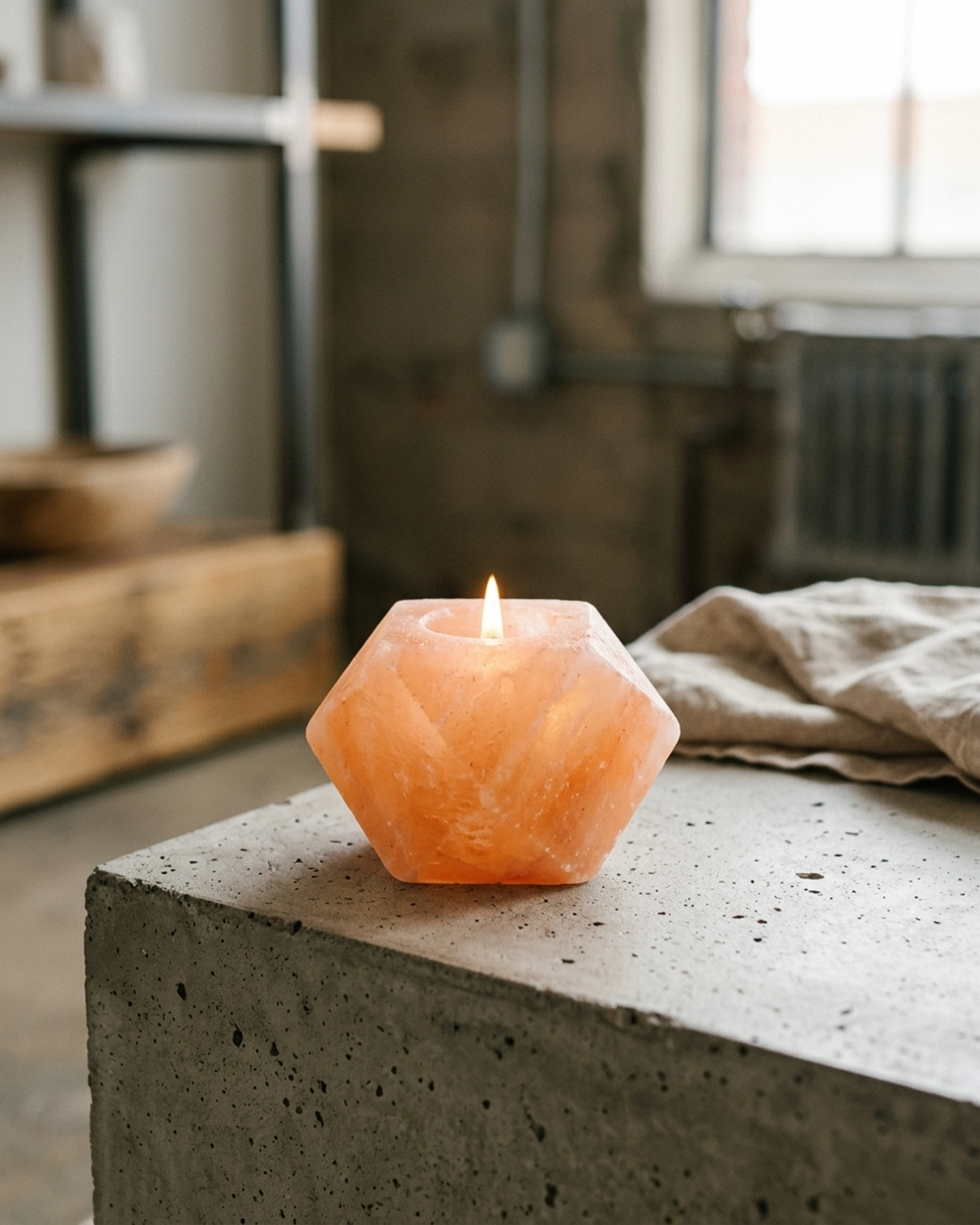 NS60 Himalayan Pink Salt Tea Light Diamond Candle Holders
