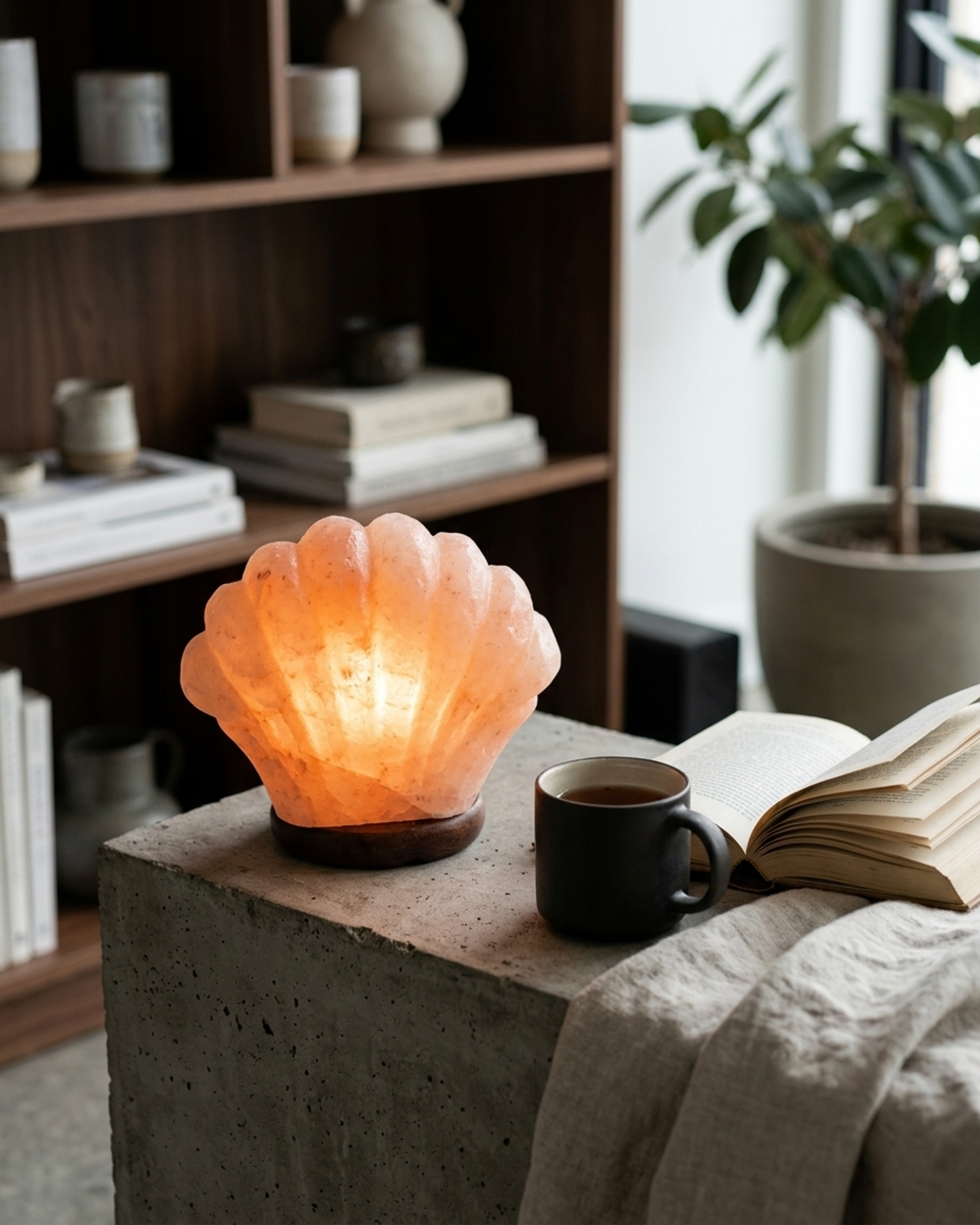 NS52 Himalayan Pink Salt Pearl Shell Lamp