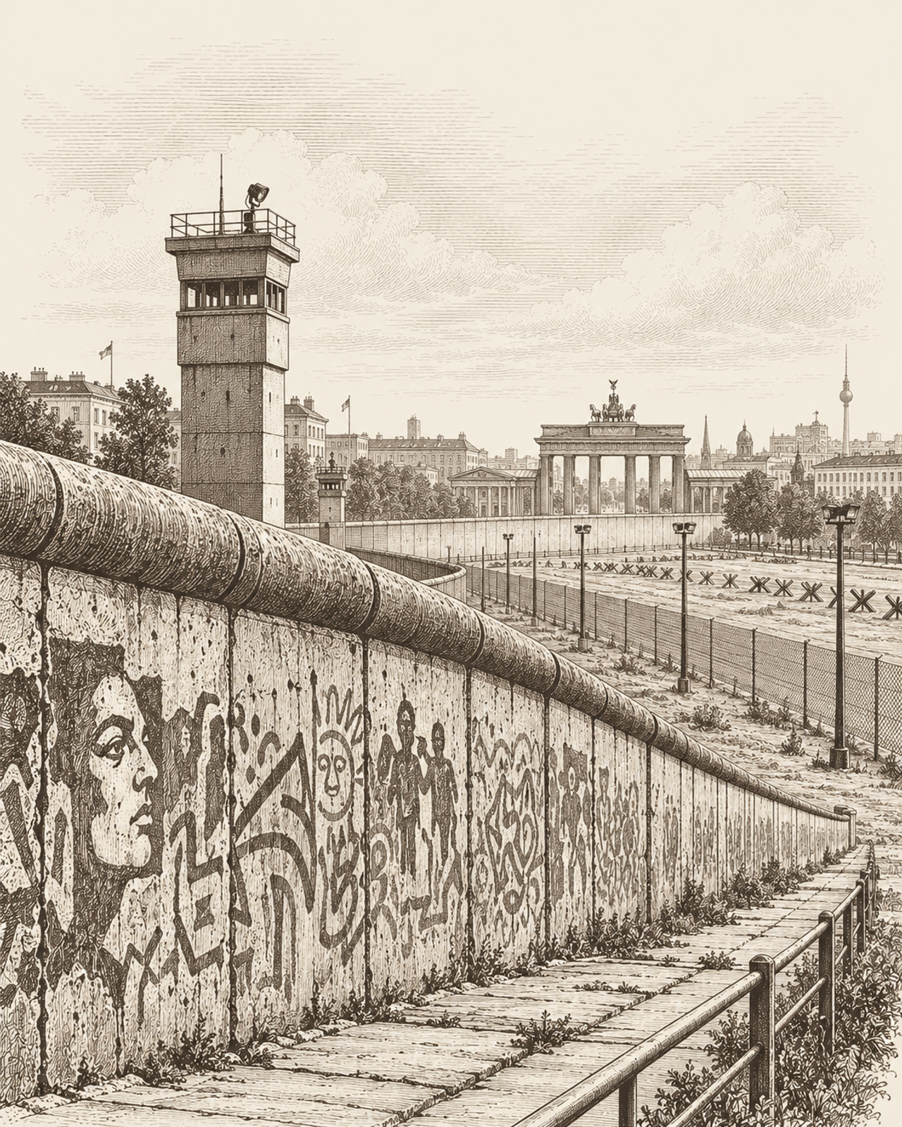  Berlin Wall Engraving with Brandenburg Gate