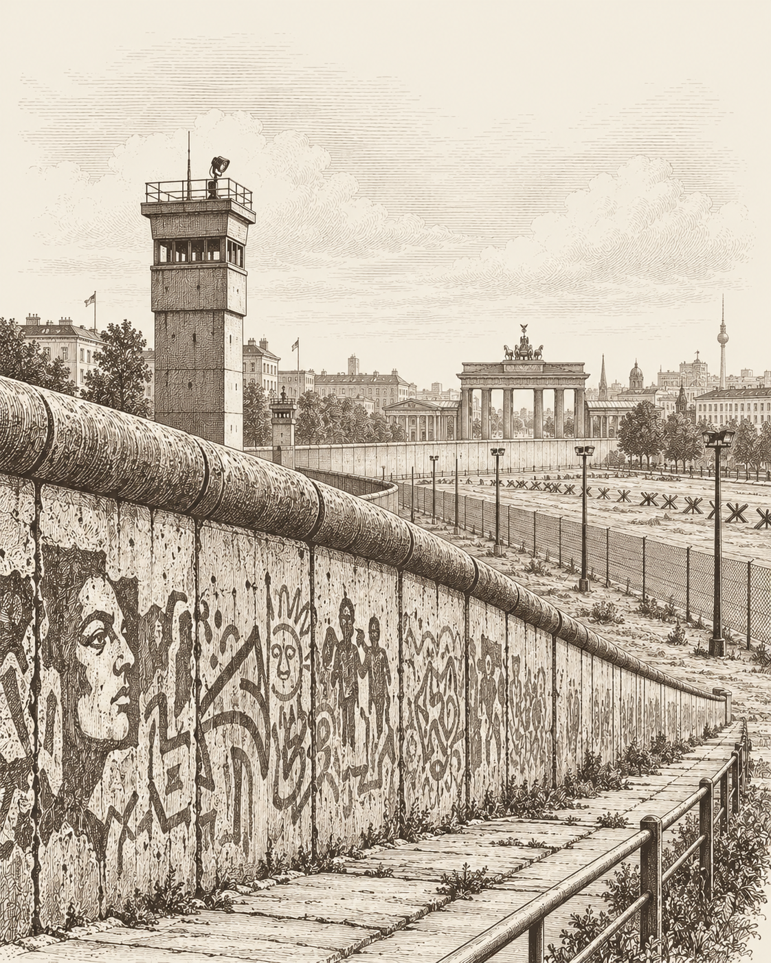 Berlin Wall Engraving with Brandenburg Gate