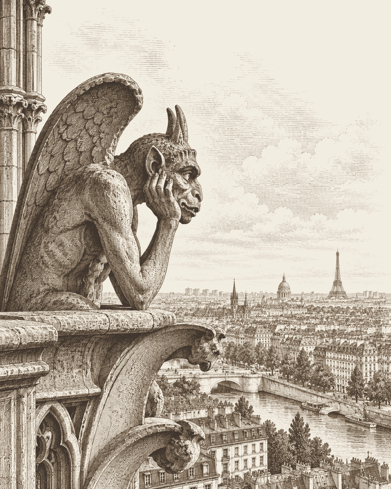 Le Stryge architectural engraving image