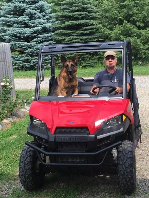 Riding shotgun around the property