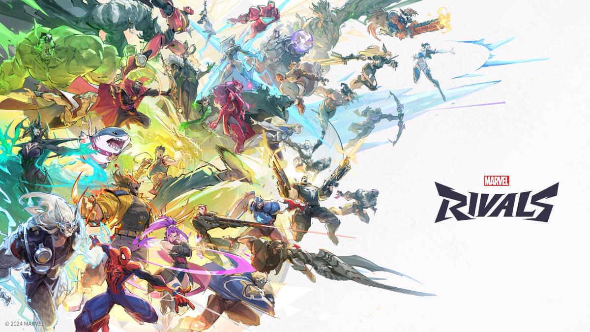 Official Marvel Rivals artwork showing a lineup of Marvel heroes beside the game's logo.